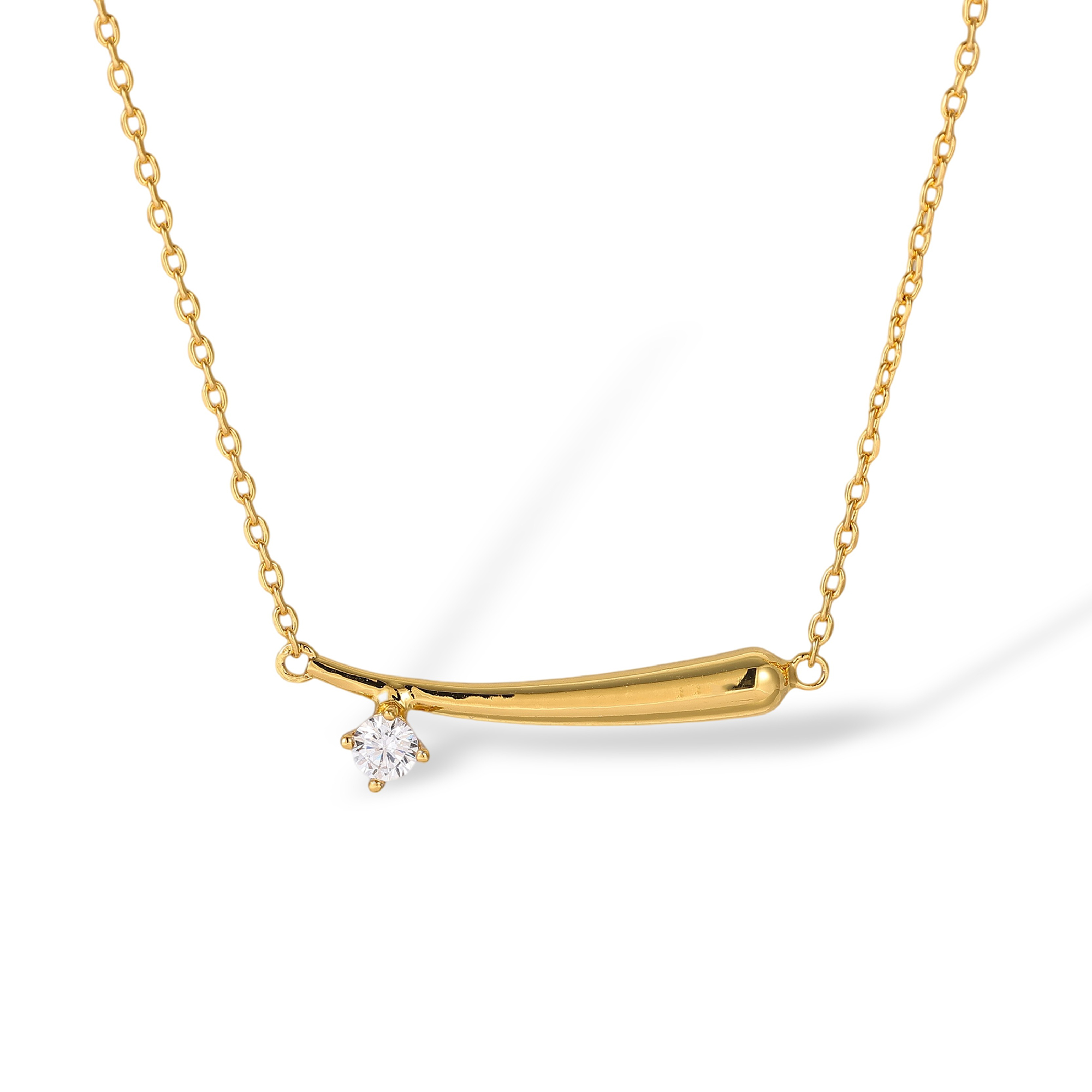 Agatha 18K Gold Curved Bar Necklace