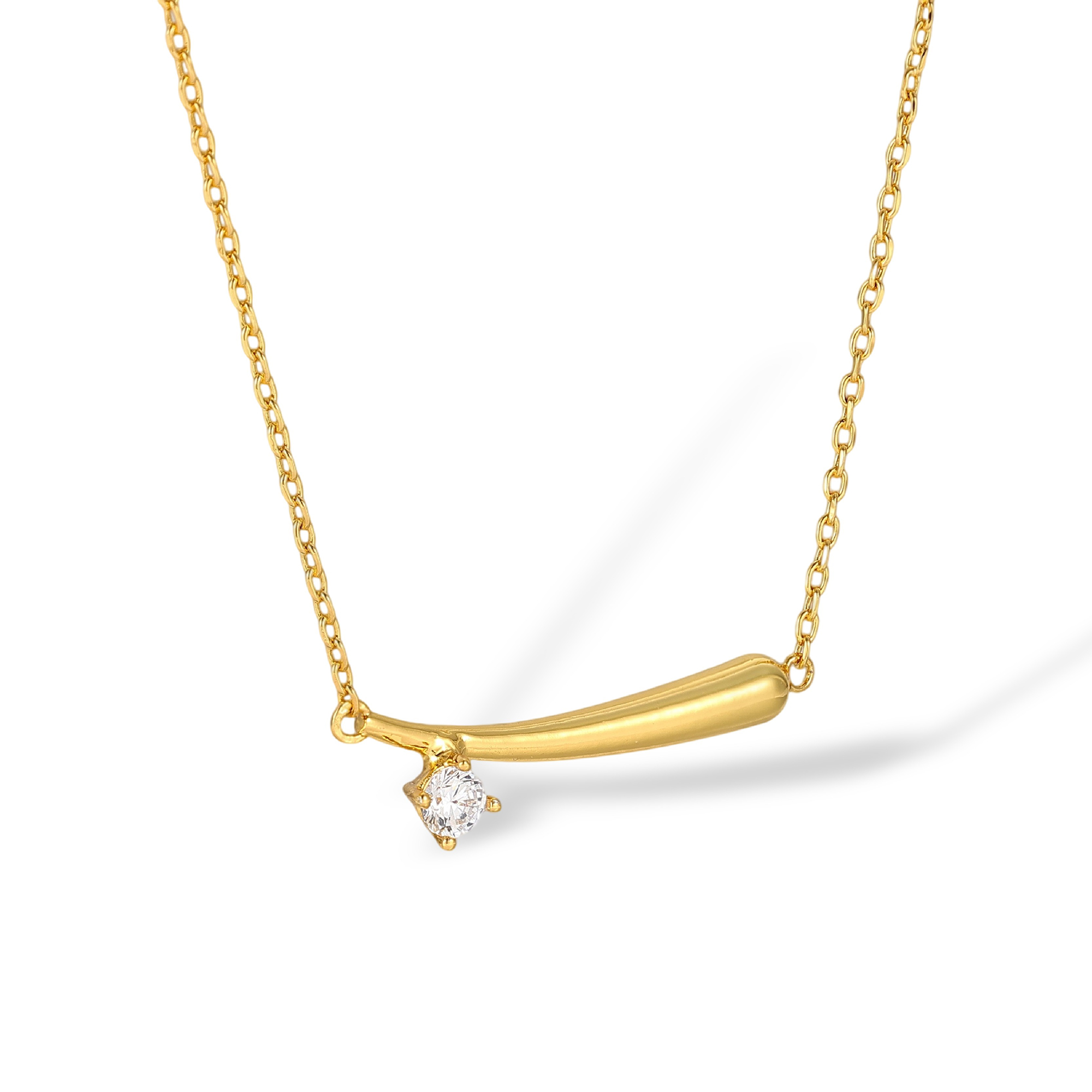 Agatha 18K Gold Curved Bar Necklace