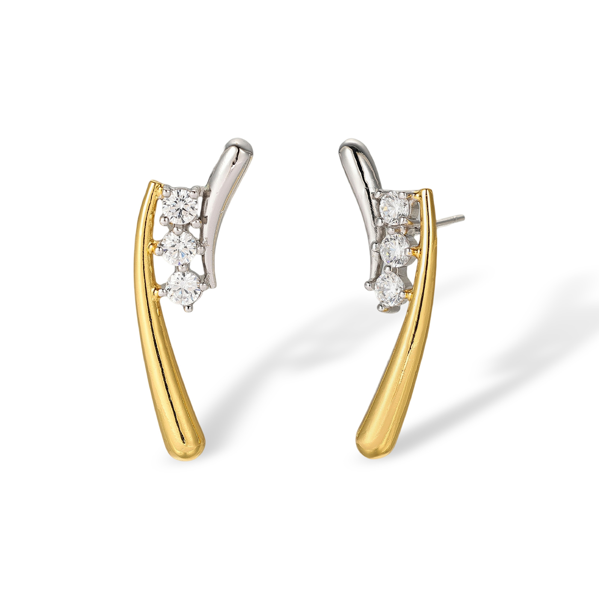 Agatha Two Tone Curved Line Stud Earrings