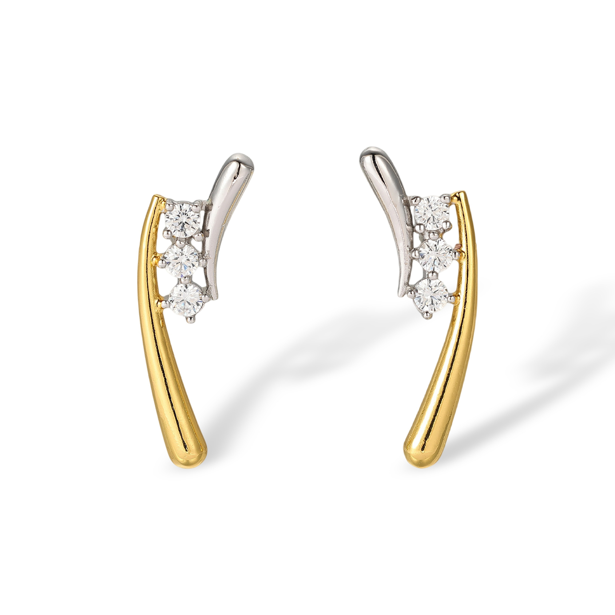 Agatha Two Tone Curved Line Stud Earrings