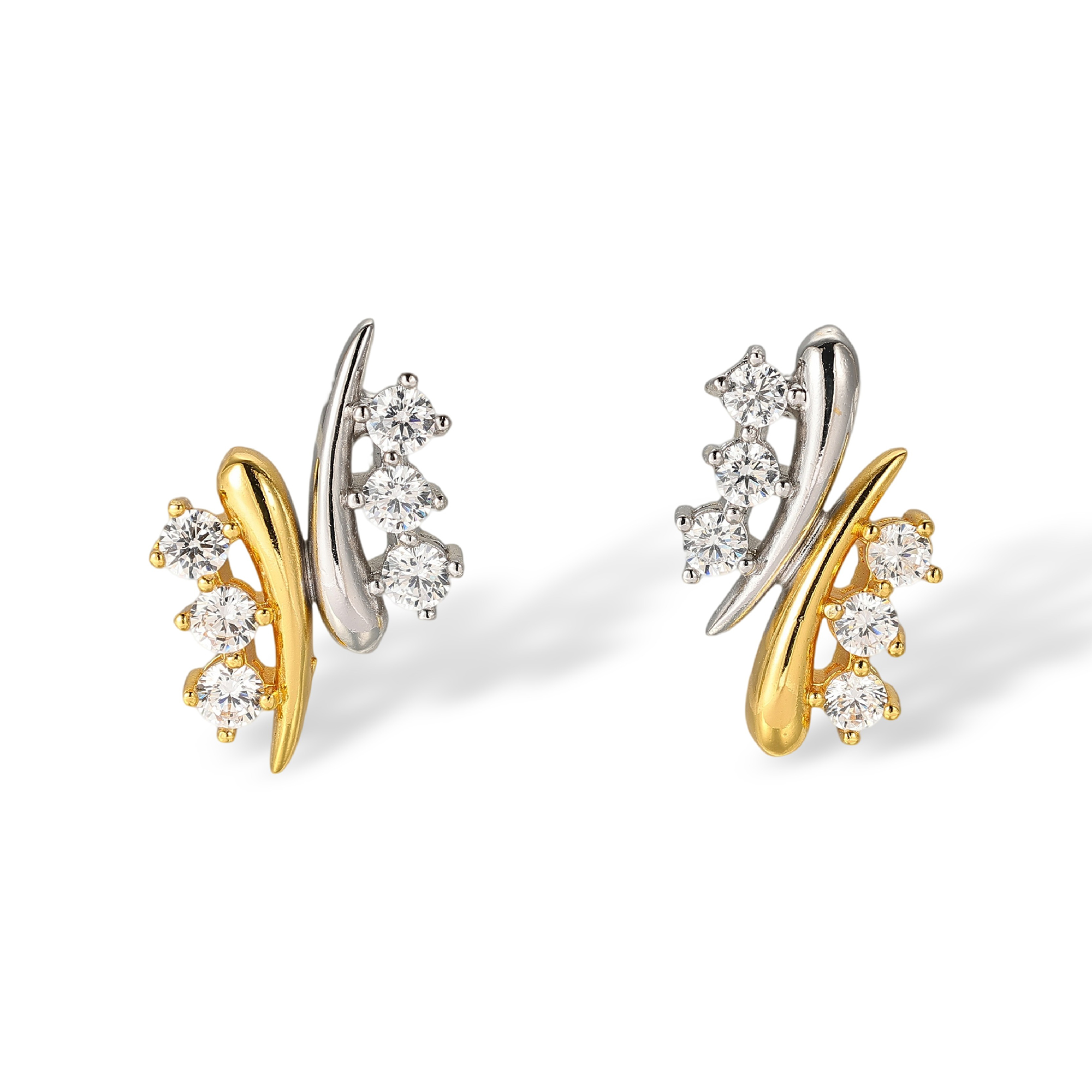 Agatha Two Tone Curved Branch Stud Earrings
