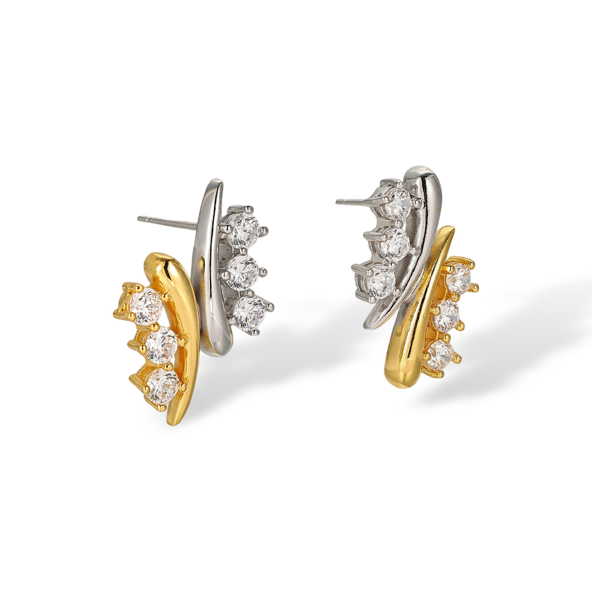 Agatha Two Tone Curved Branch Stud Earrings