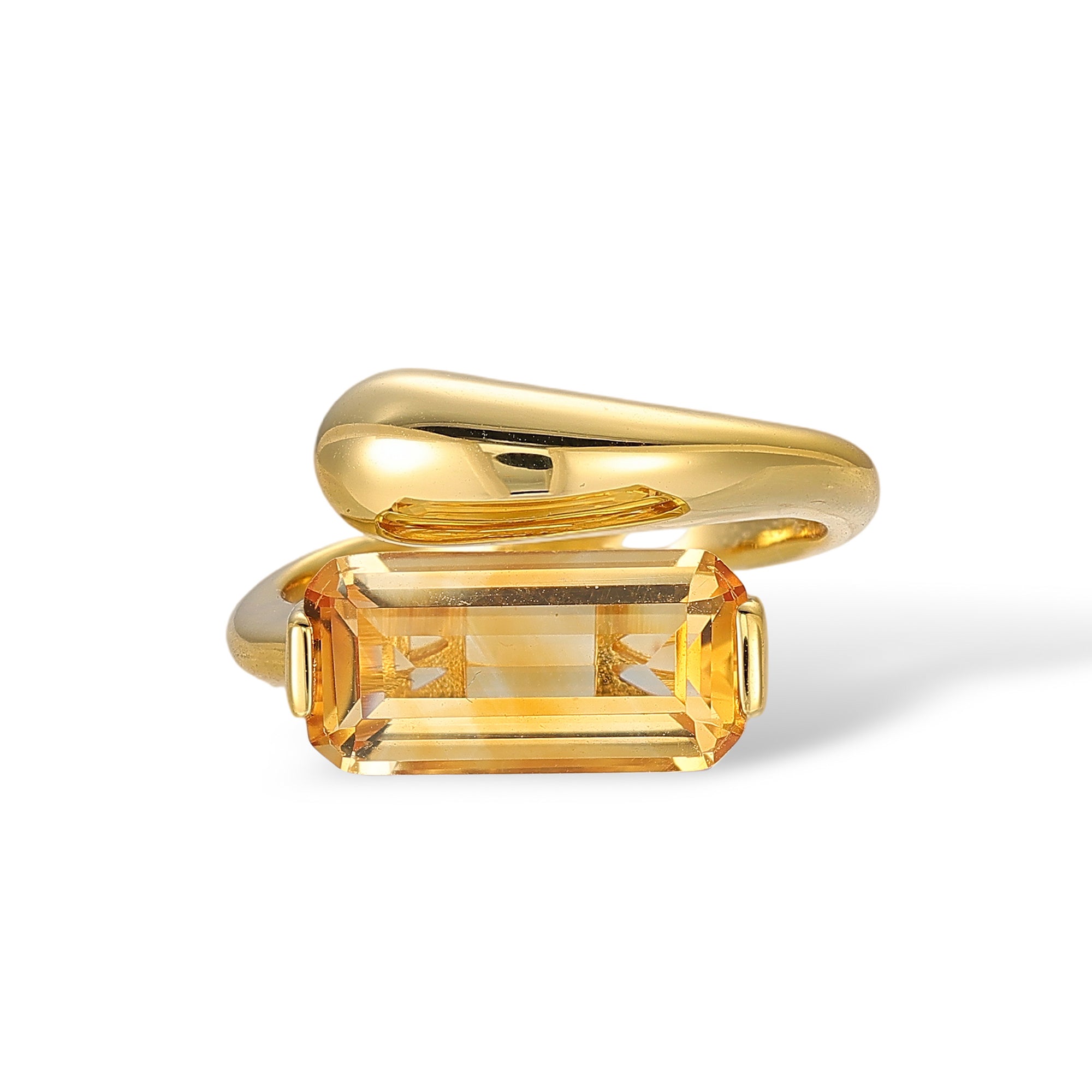 Aileen Yellow Baguette Citrine Open Ring
