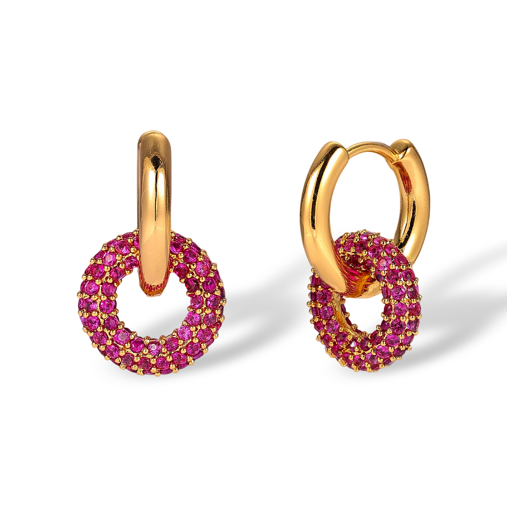 Amélise Purple Interlocking Round Huggie Earrings