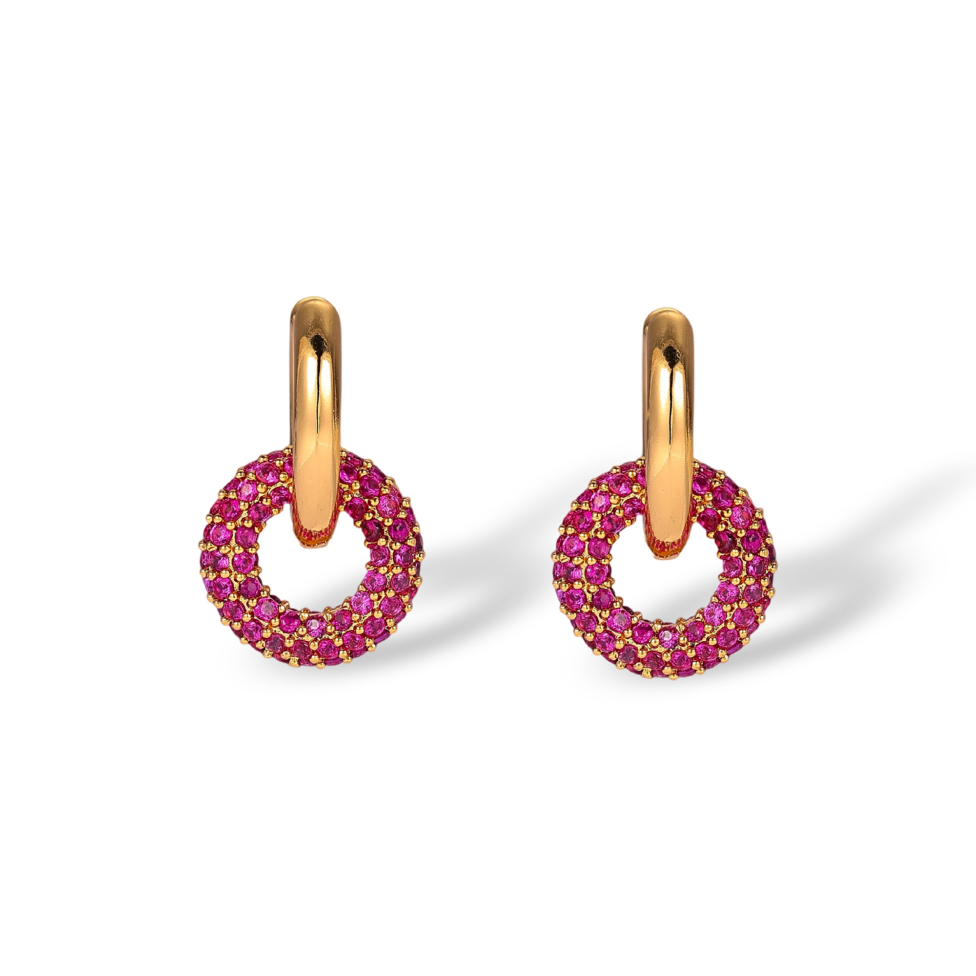 Amélise Purple Interlocking Round Huggie Earrings