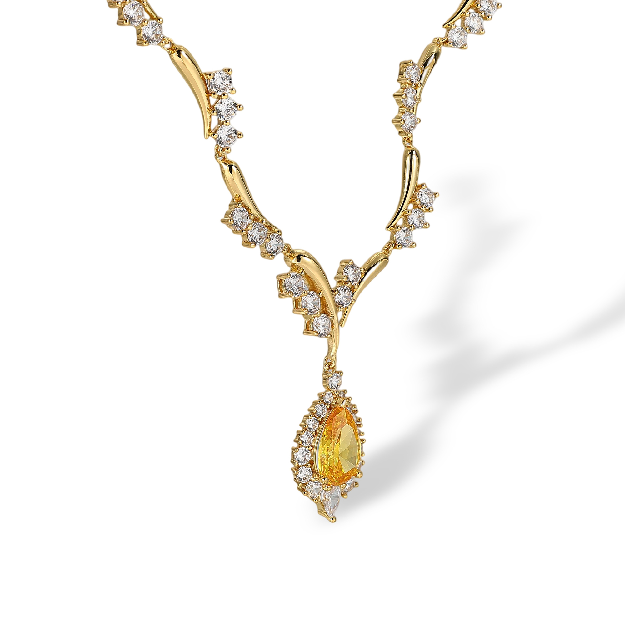 Amétysthe 18K Gold Teardrop Vine Necklace