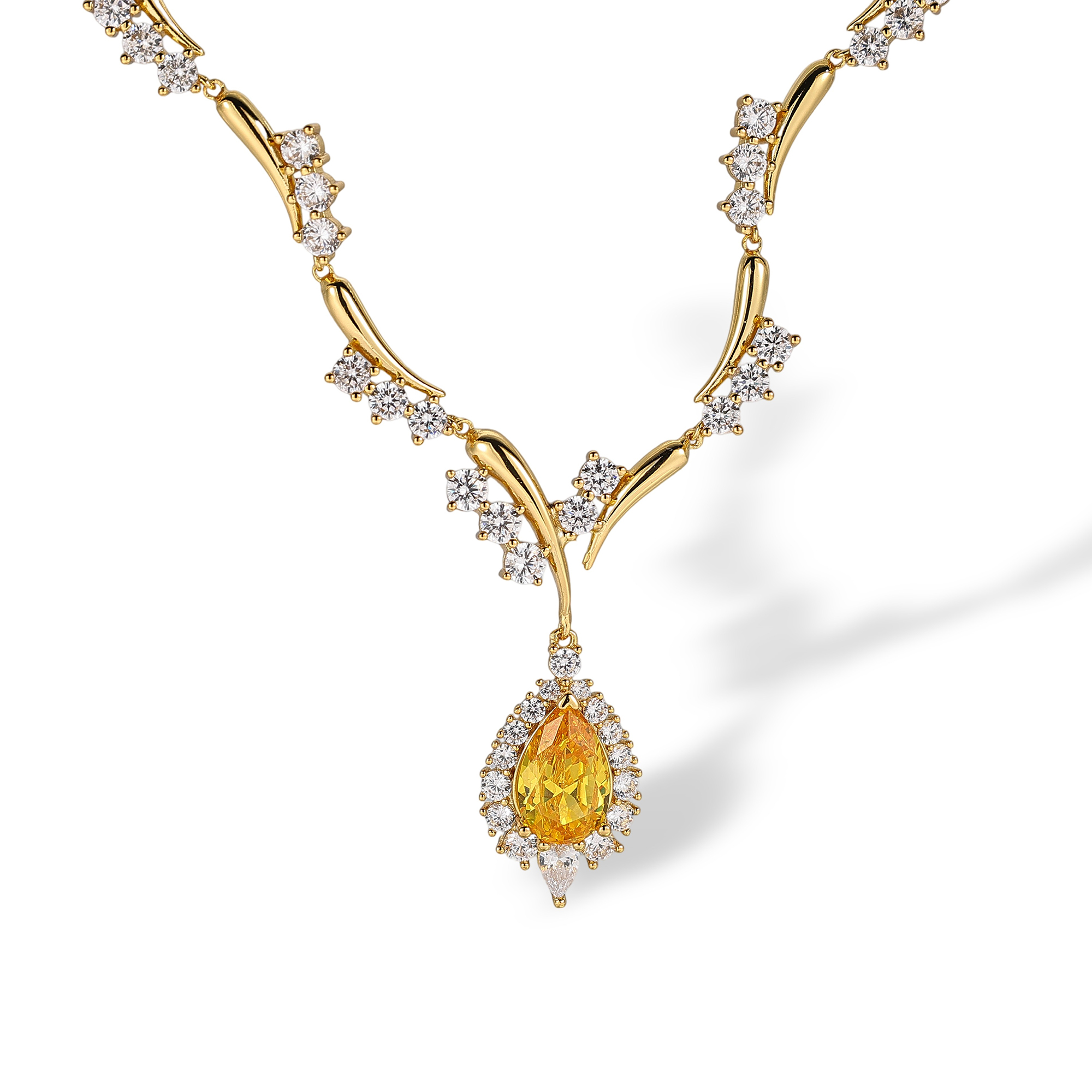 Amétysthe 18K Gold Teardrop Vine Necklace