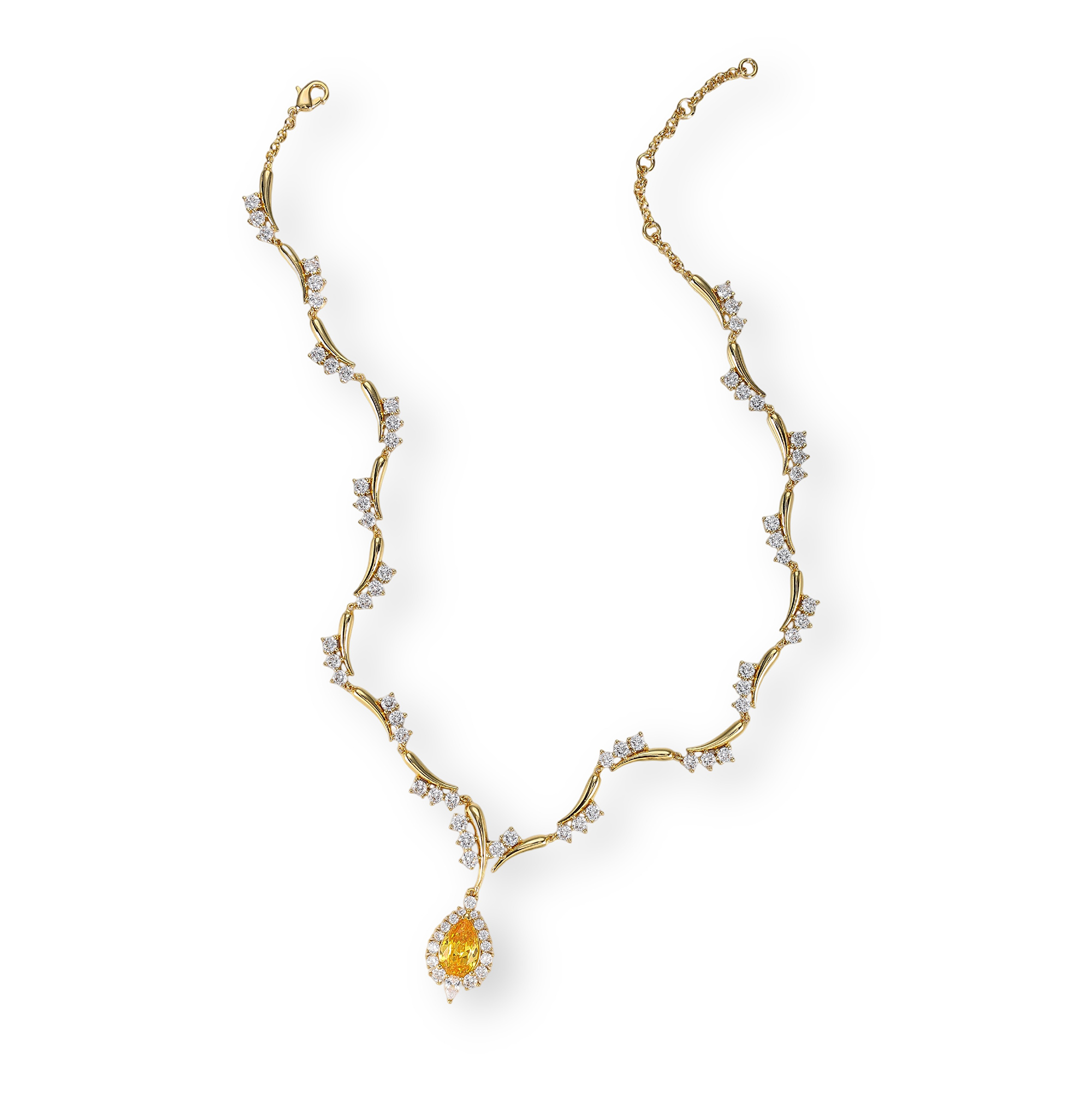 Amétysthe Yellow Teardrop Vine Necklace