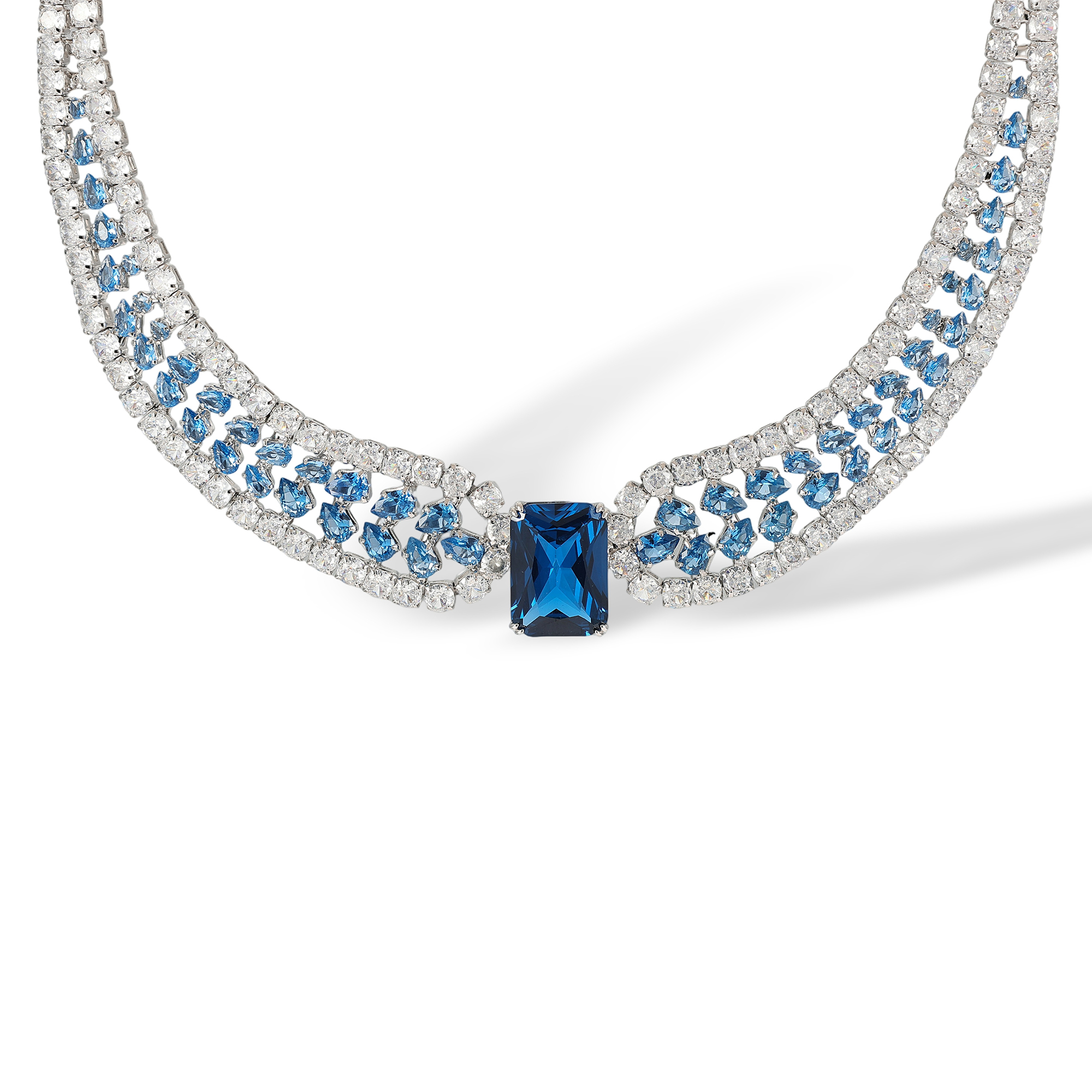 Anémone Blue Rectangular Choker Necklace