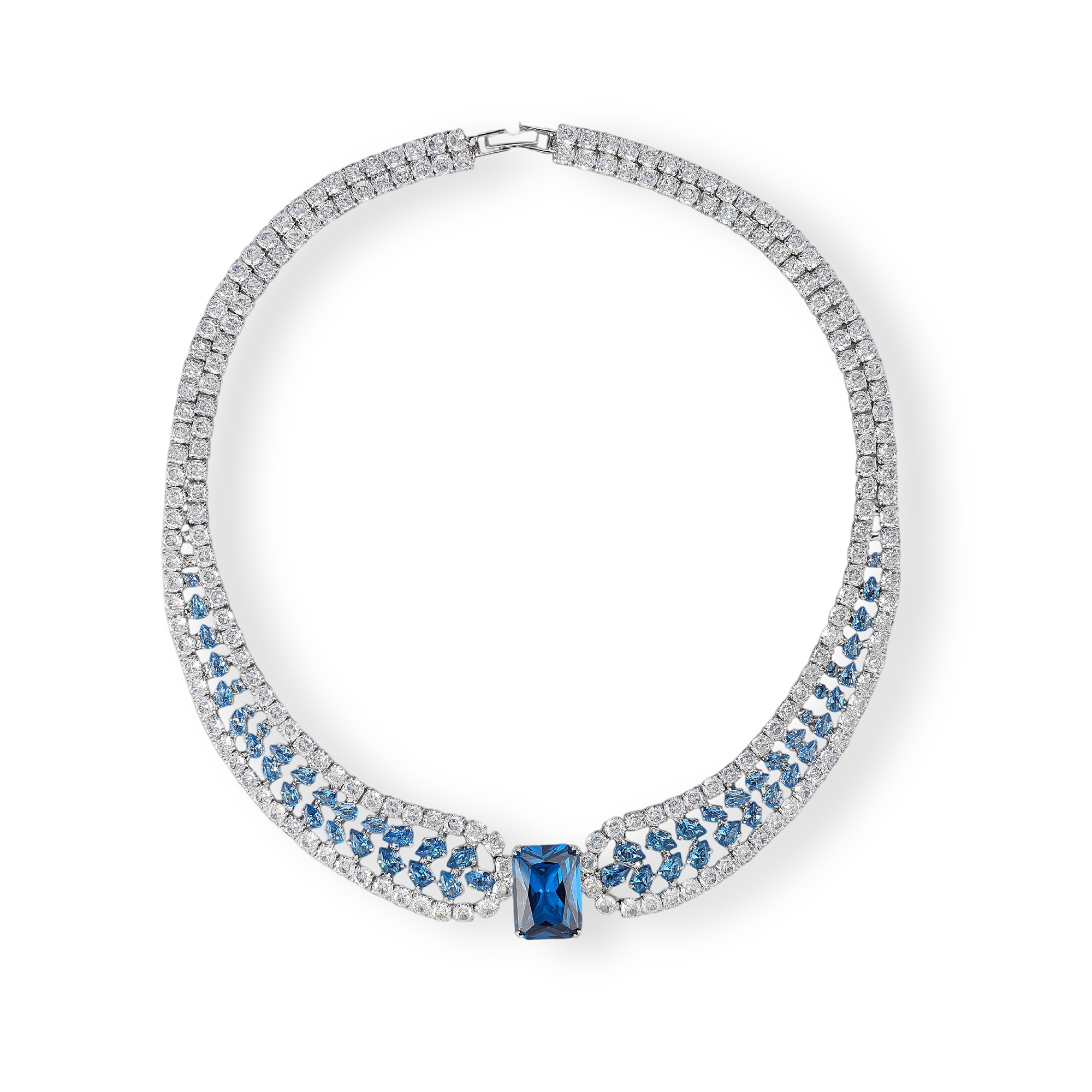 Anémone Blue Rectangular Choker Necklace