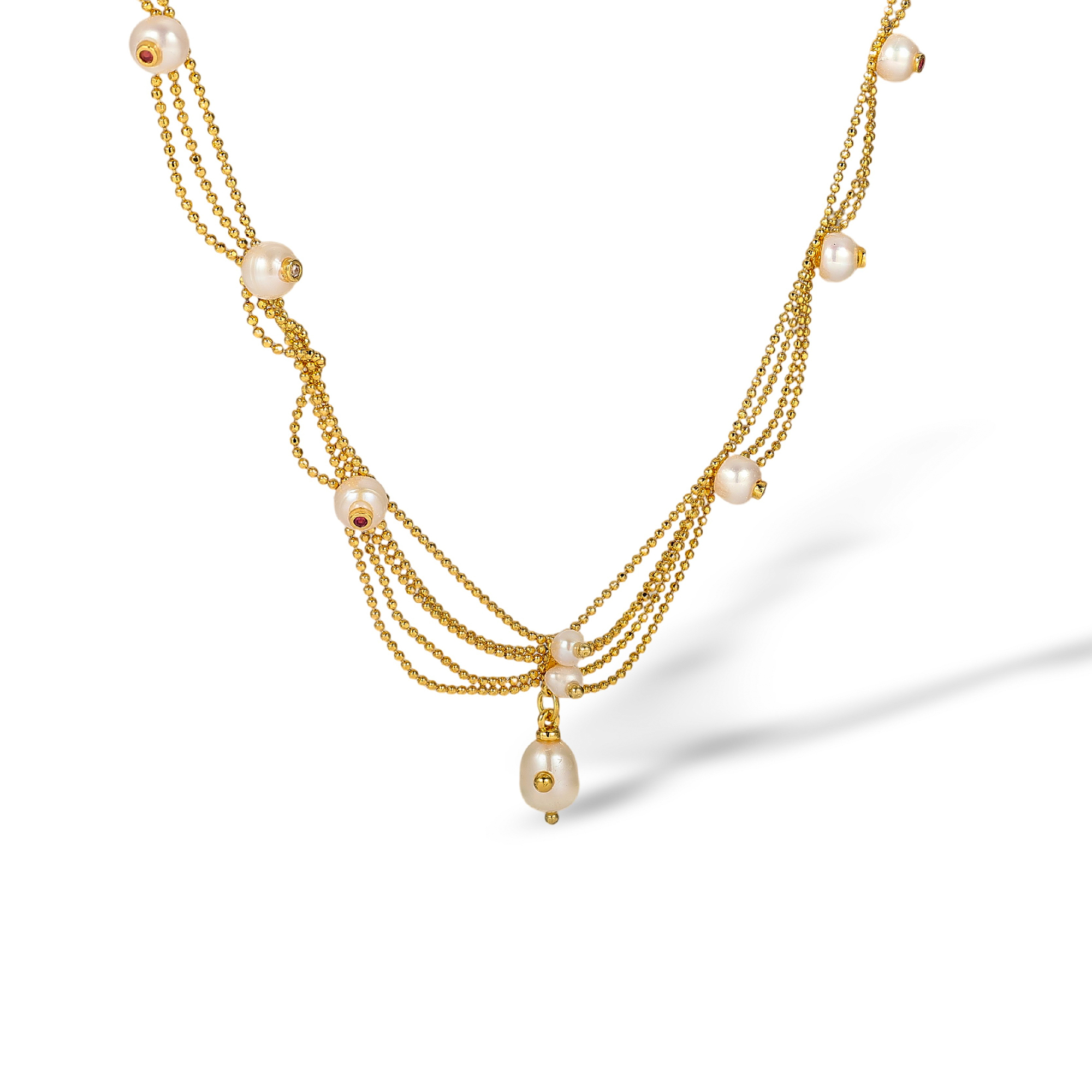 Annabelle 18K Gold Multi-Layer Draped Pearl Necklace