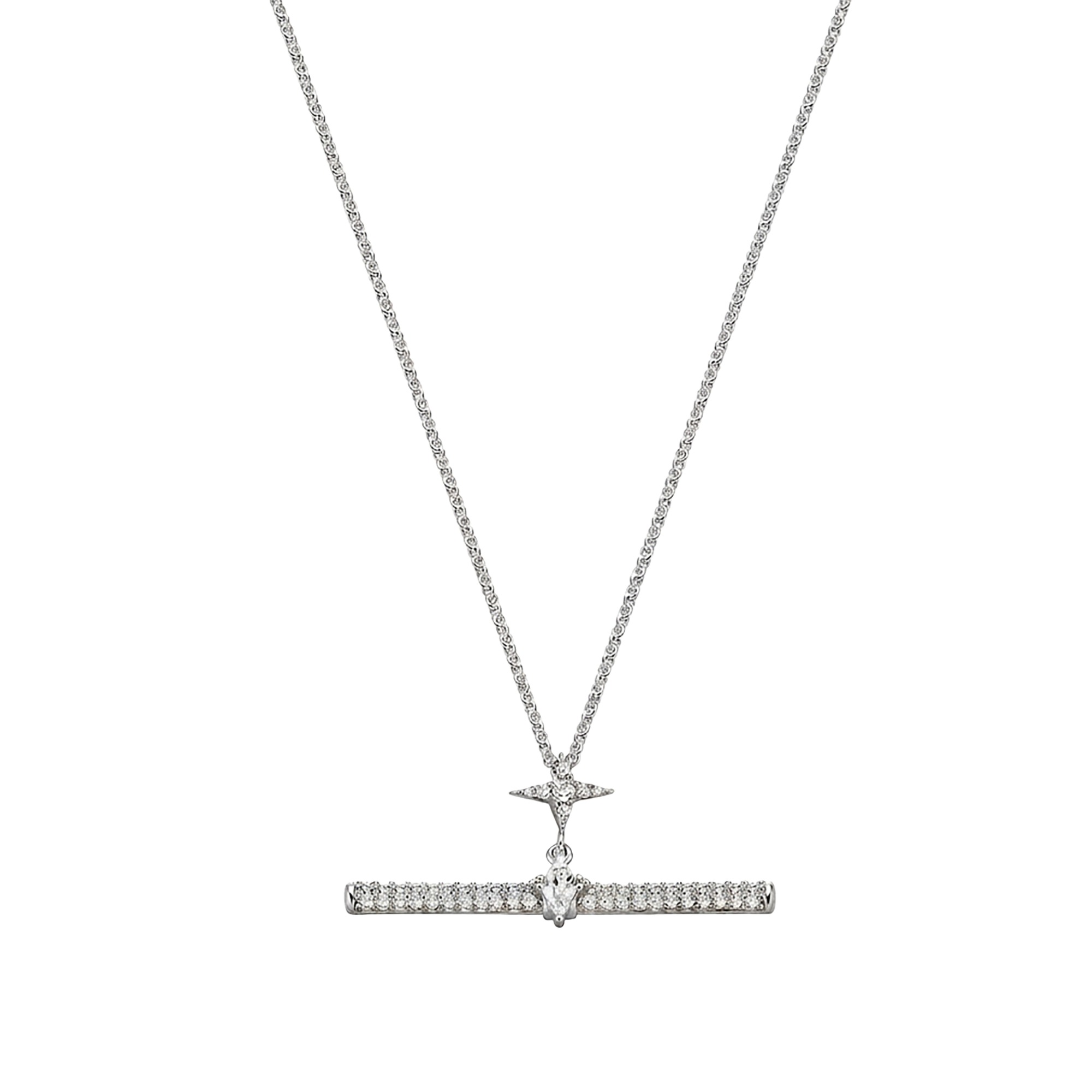 Anthéa White Starburst T-Bar Necklace