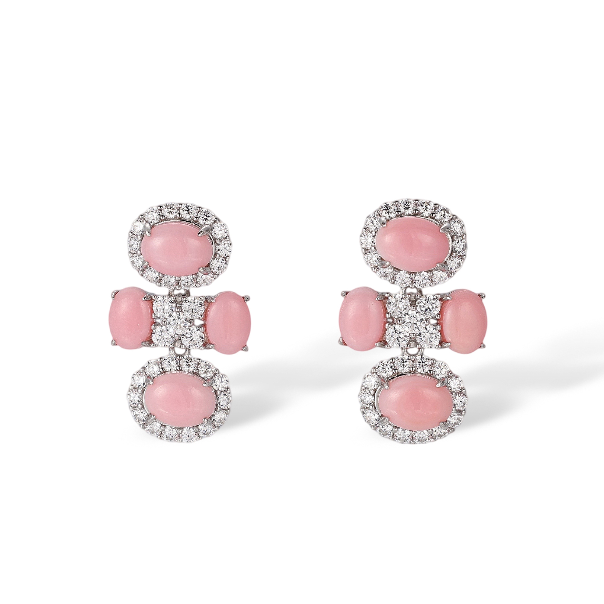 Antonie Pink Oval Queen Conch Cross Drop Earrings