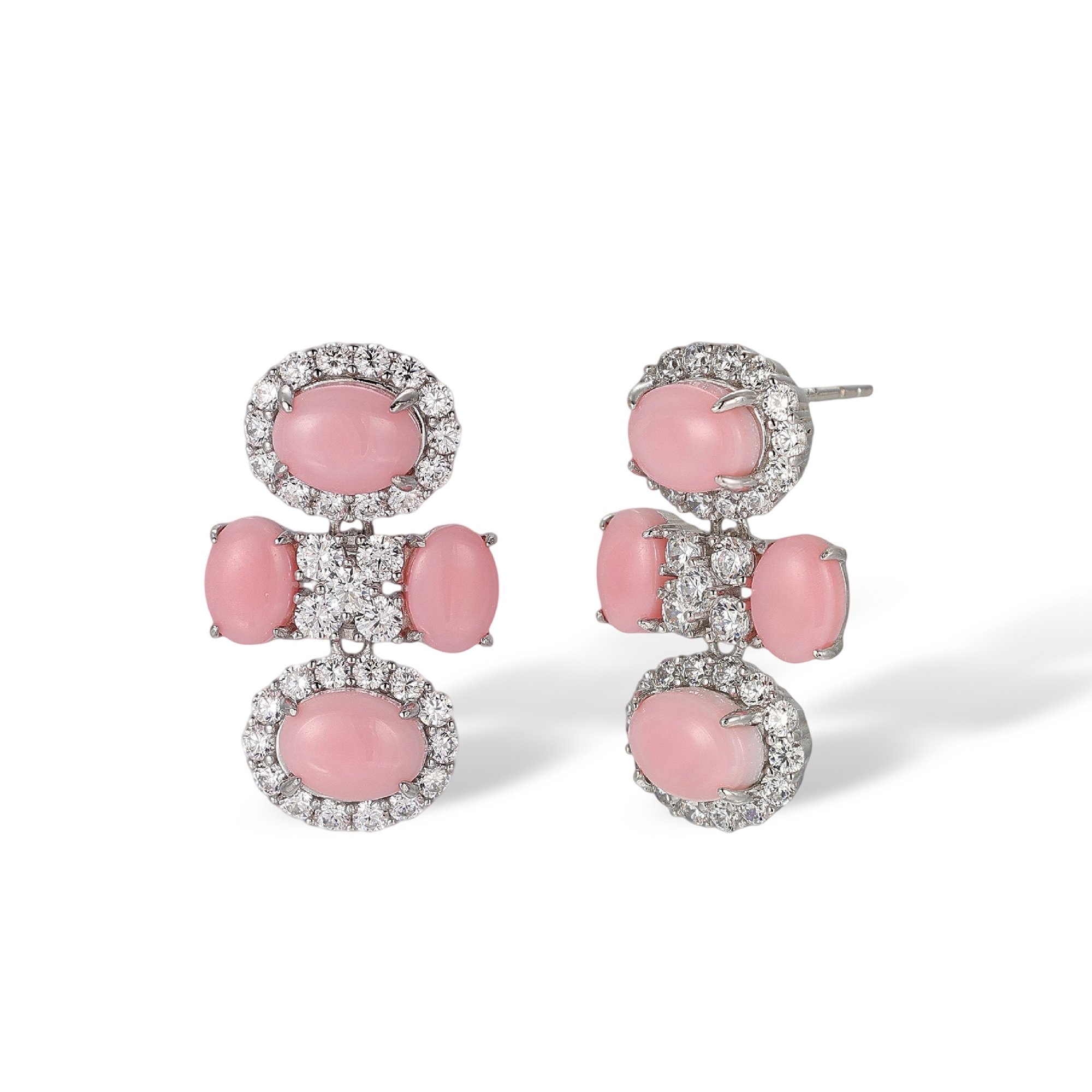 Antonie Pink Oval Queen Conch Cross Drop Earrings
