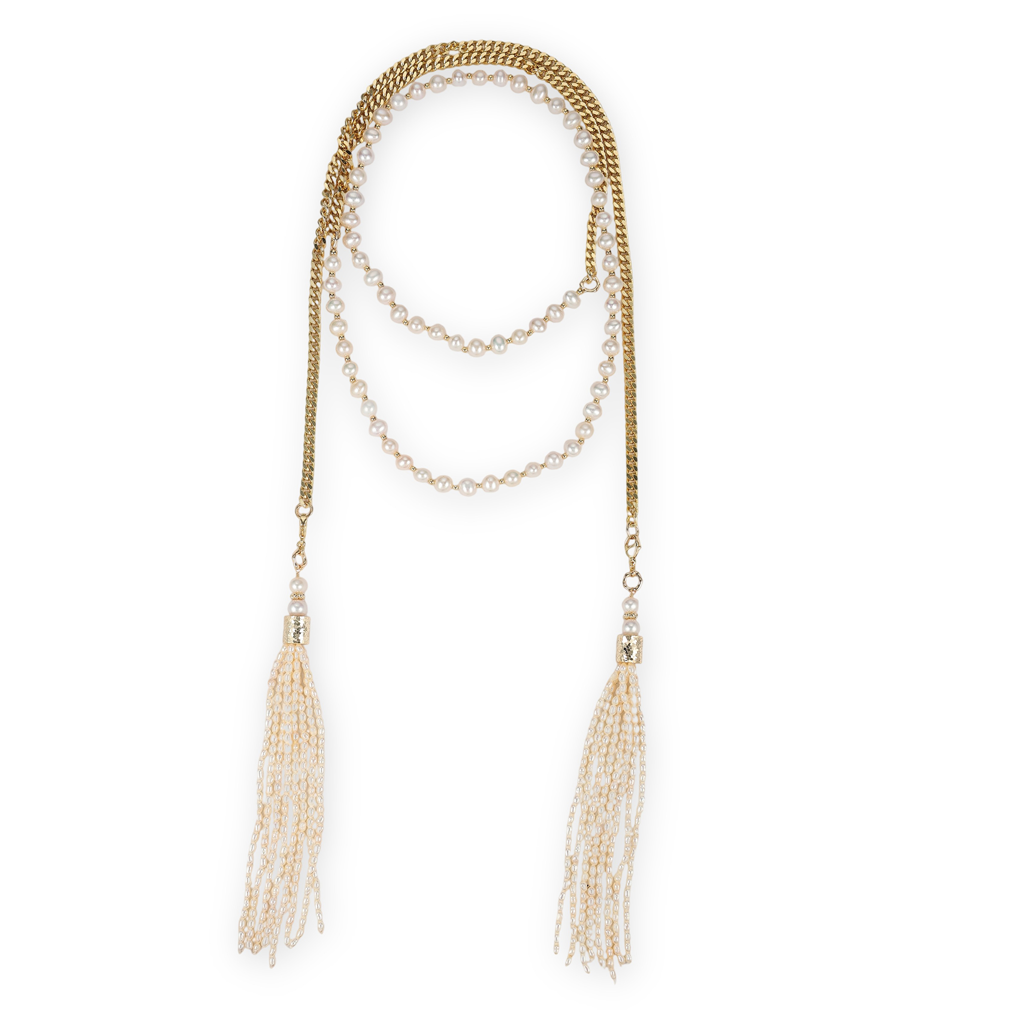 Aspasie White Pearl Tassel Long Necklace