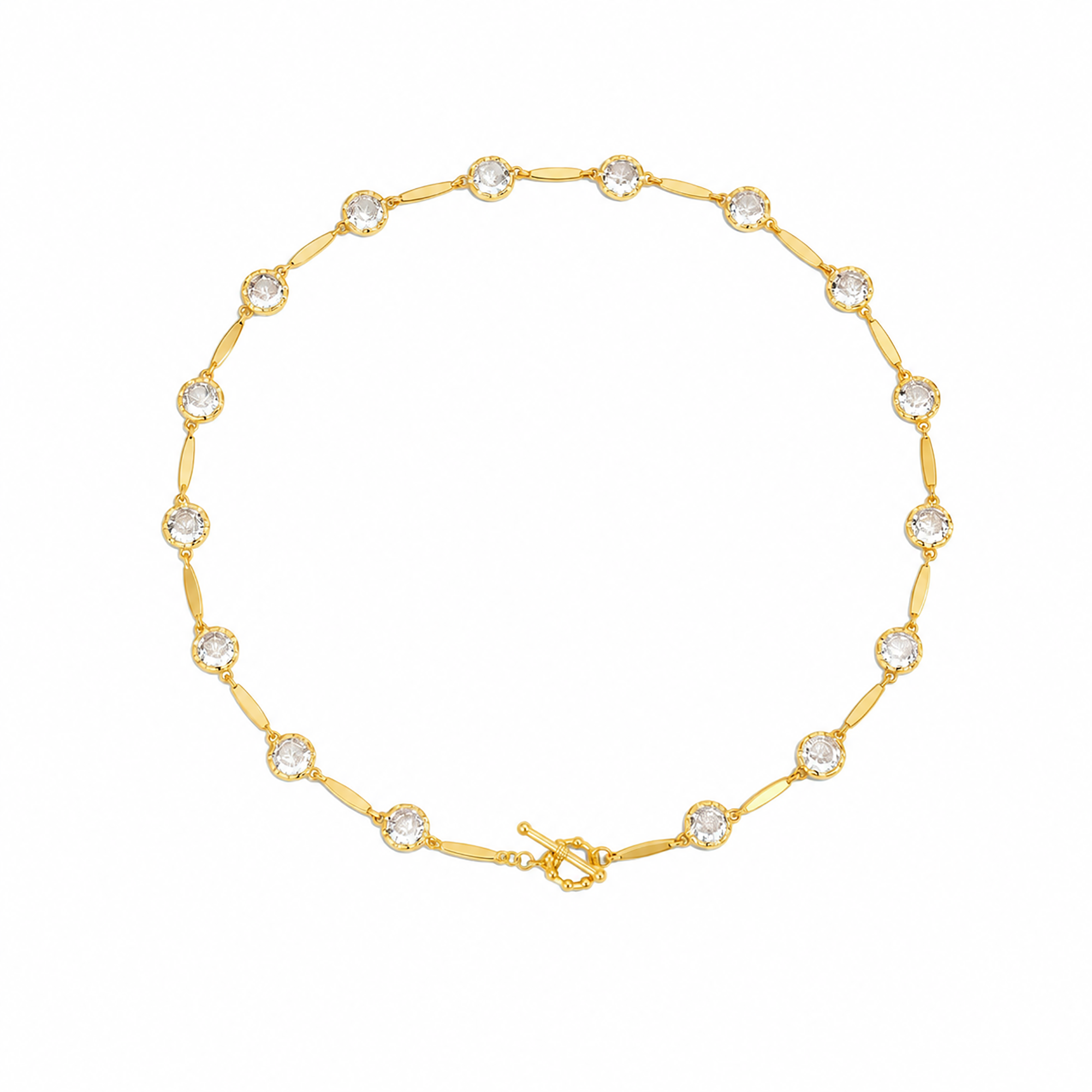 Aubertine 24K Gold Bezel Round Choker Necklace