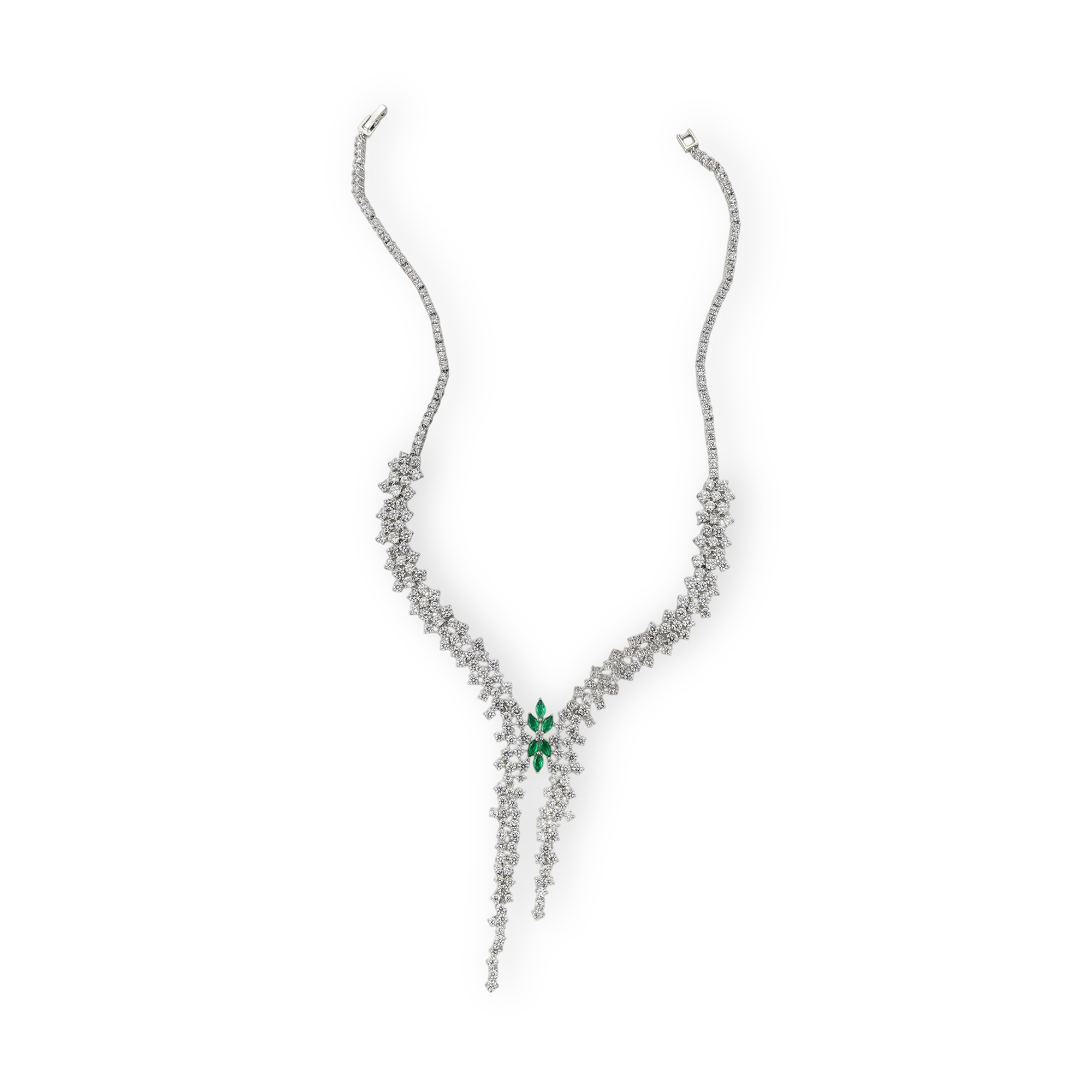 Axellane Green Marquise Leaf Drop Earrings & Necklace Set