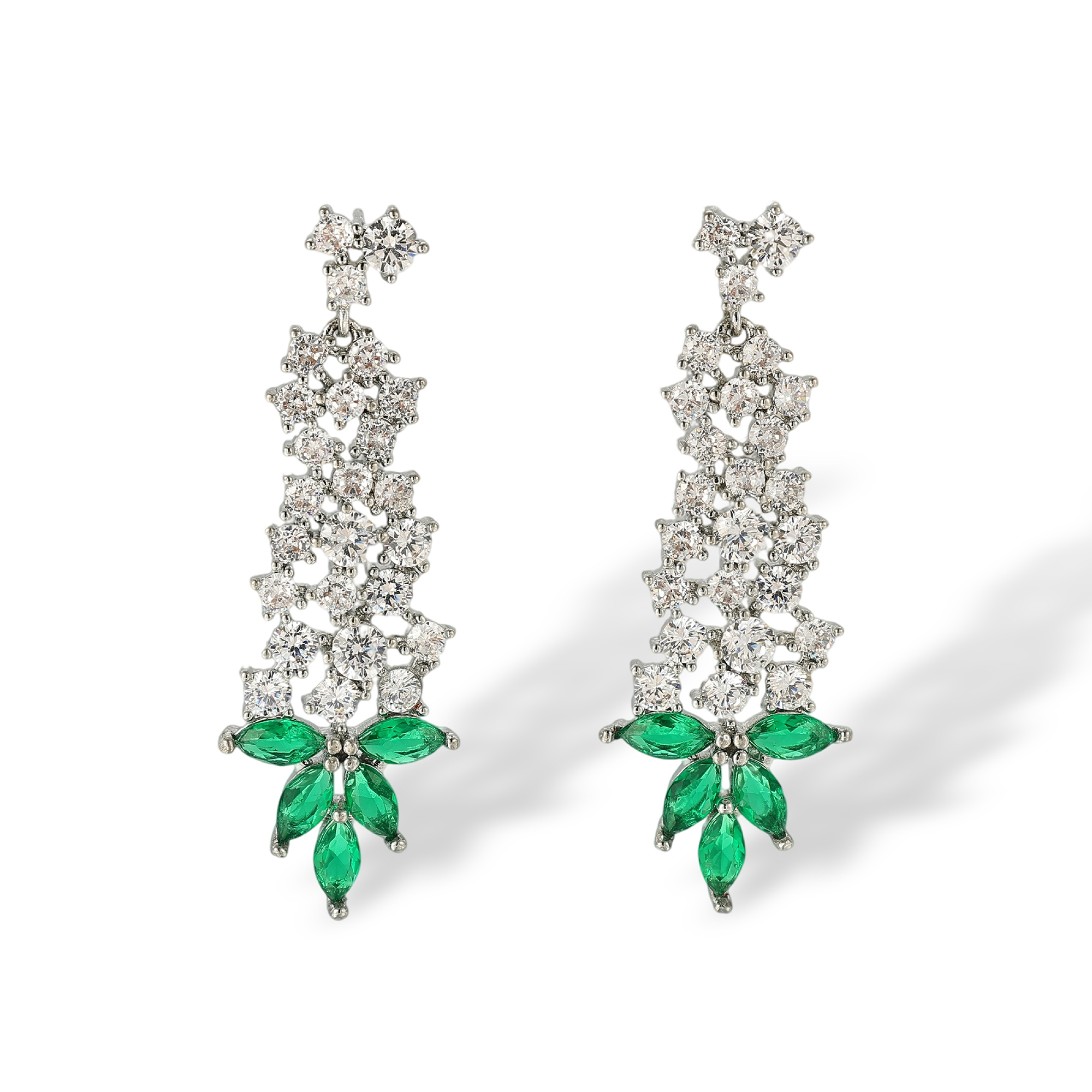 Axellane Green Marquise Leaf Drop Earrings & Necklace Set