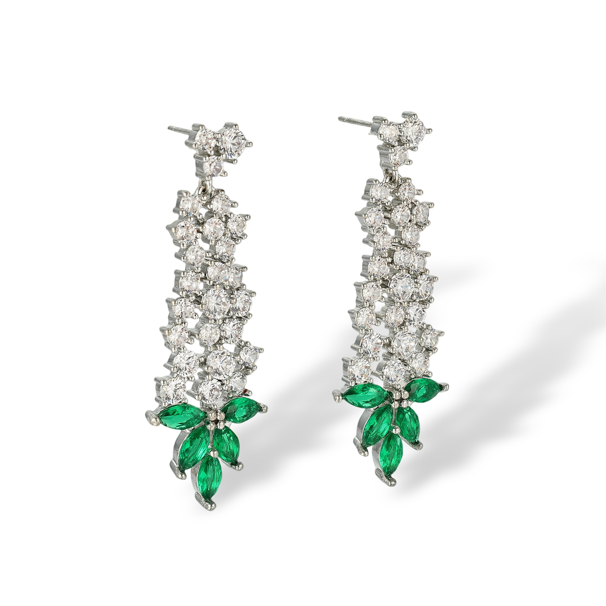 Axellane Green Marquise Leaf Drop Earrings & Necklace Set