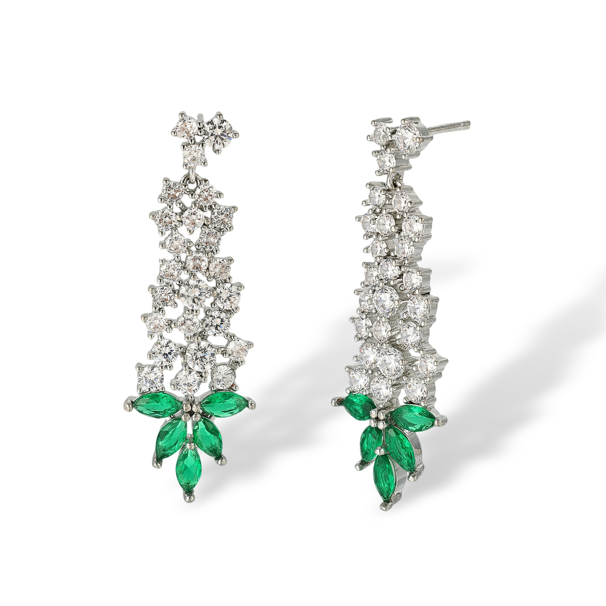Axellane Green Marquise Leaf Drop Earrings & Necklace Set