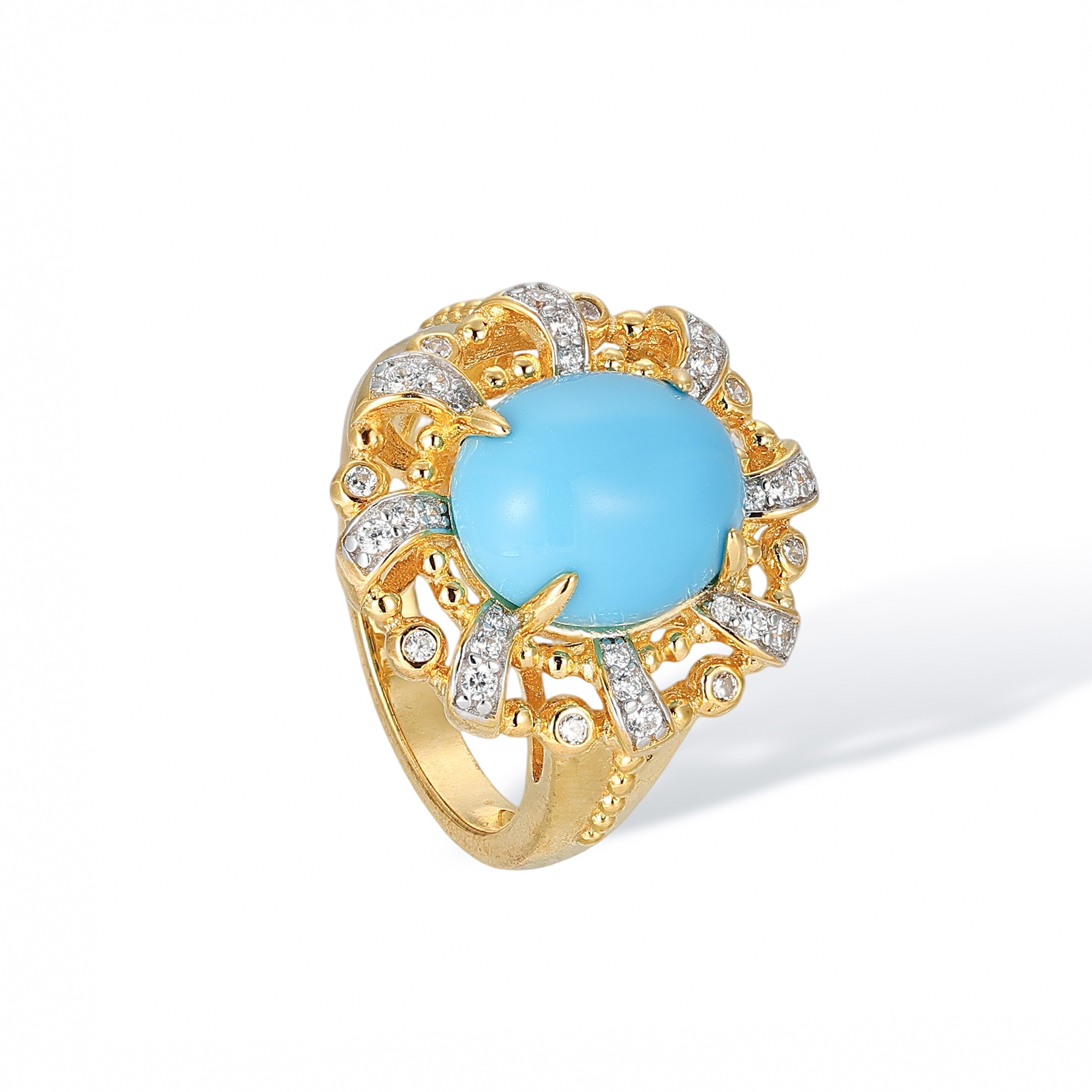 Azénor Turquoise Oval Filigree Ring