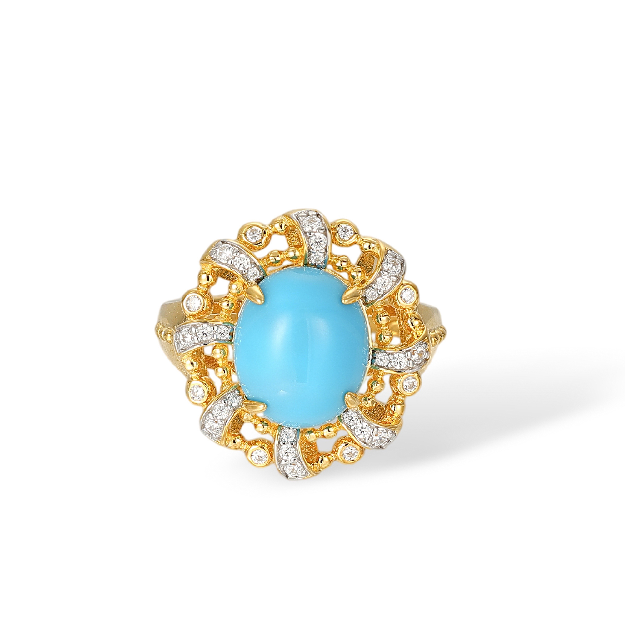 Azénor Turquoise Oval Filigree Ring