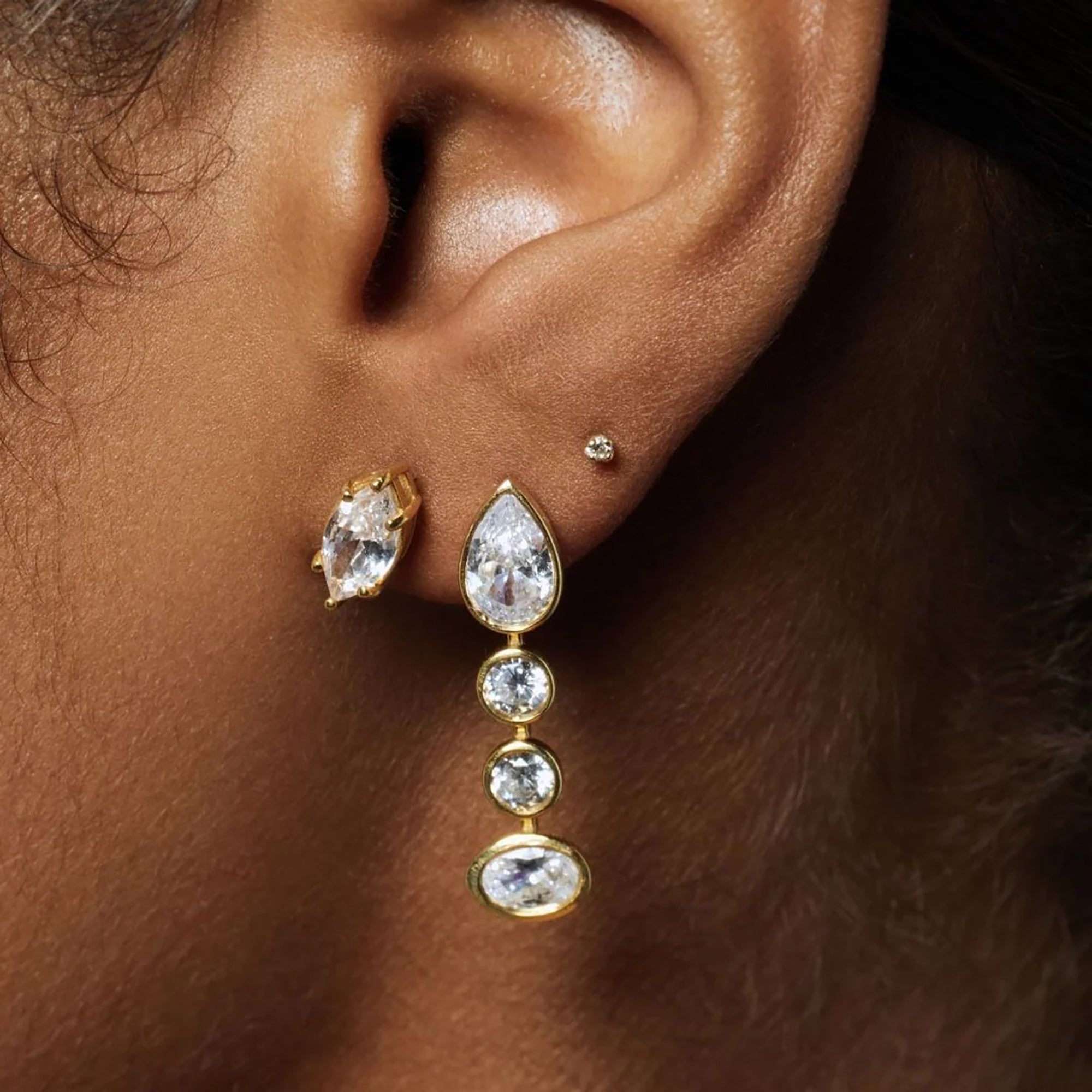 Bertrada 18K Gold Mixed Shape Drop Earrings