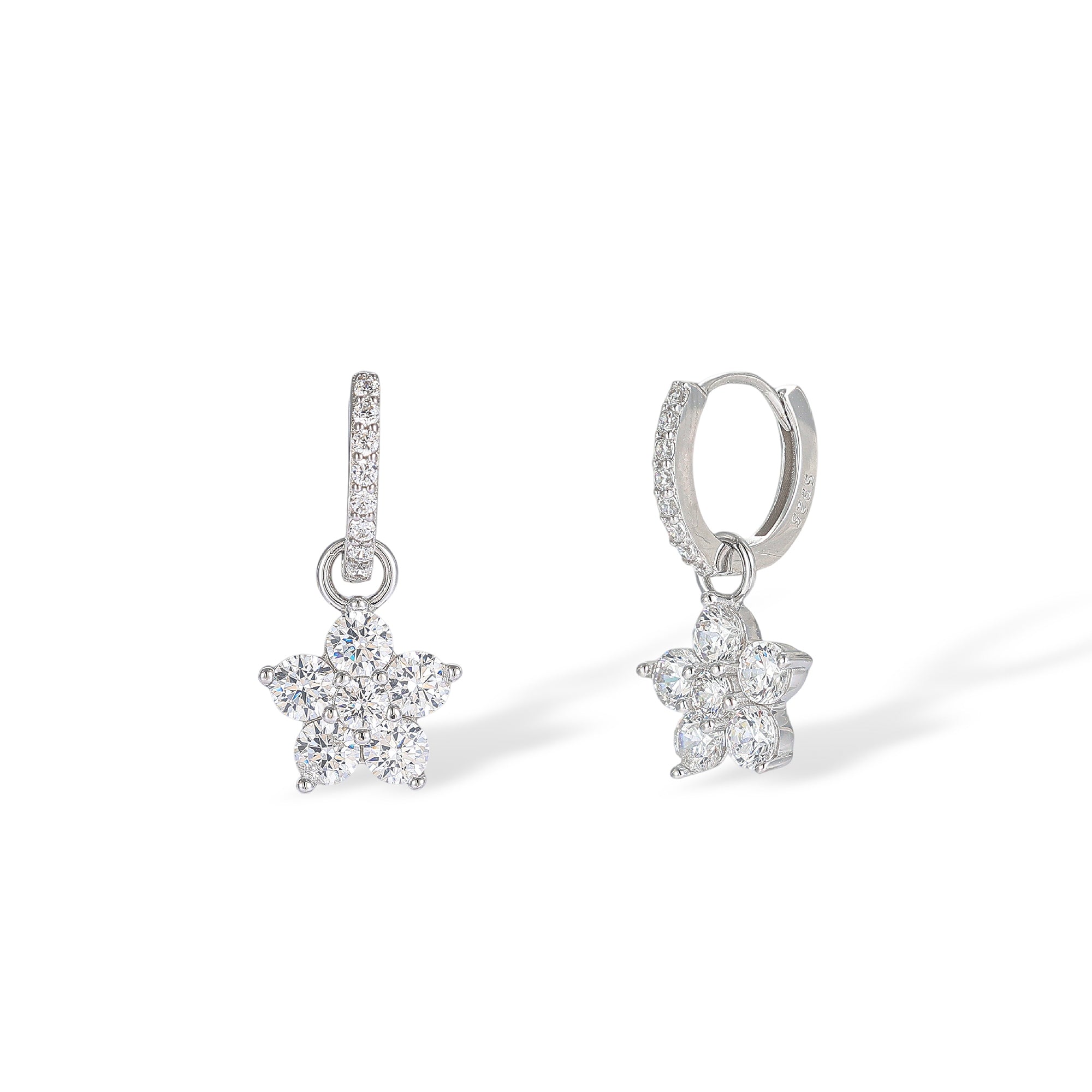Bravoure White Floral Huggie Earrings