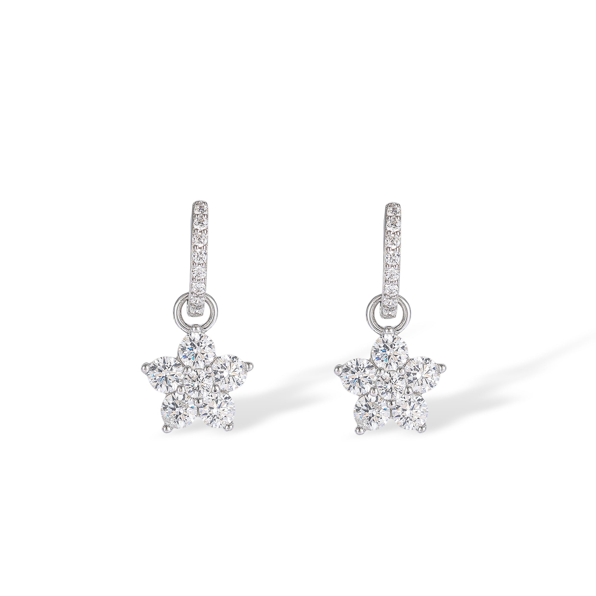 Bravoure White Floral Huggie Earrings