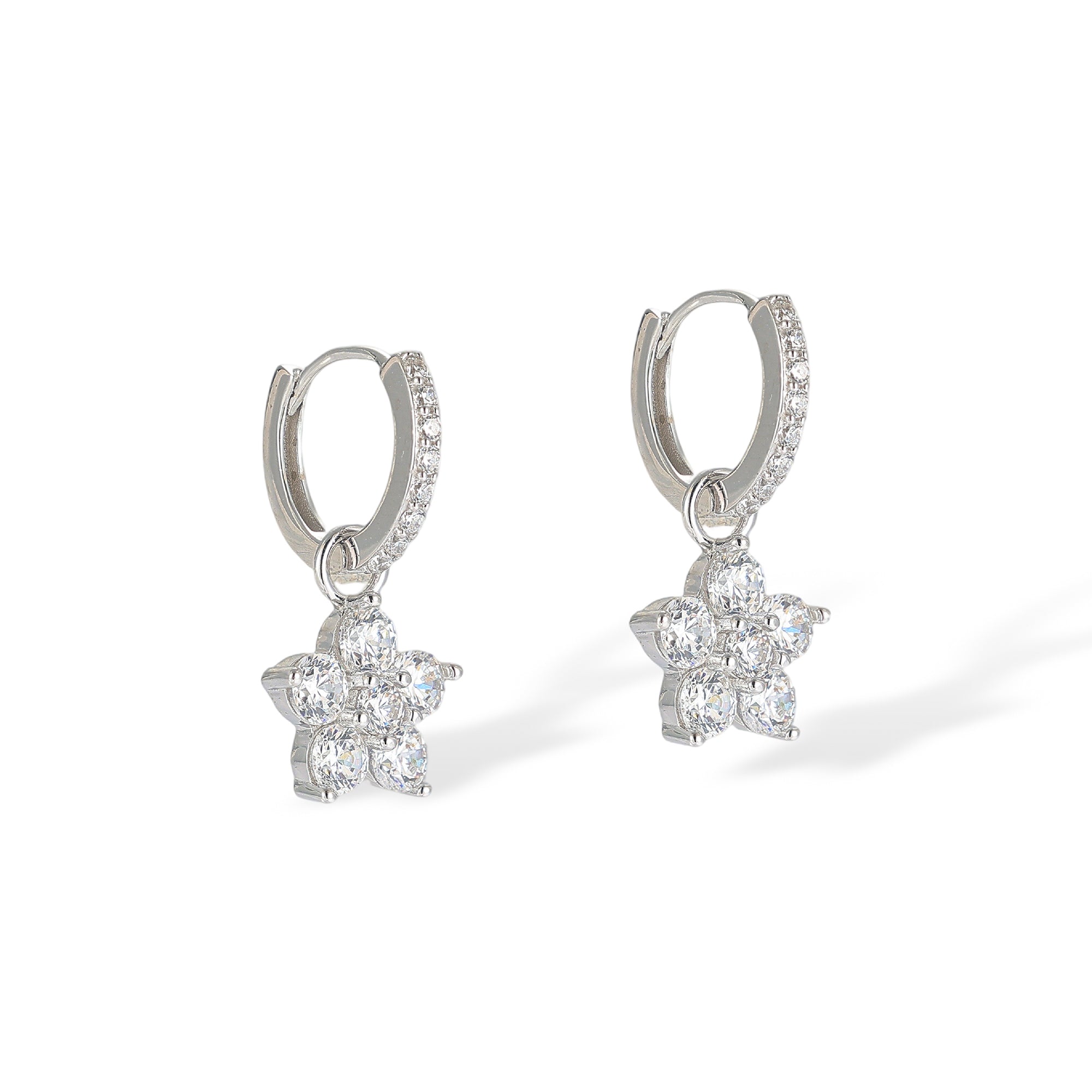 Bravoure White Floral Huggie Earrings