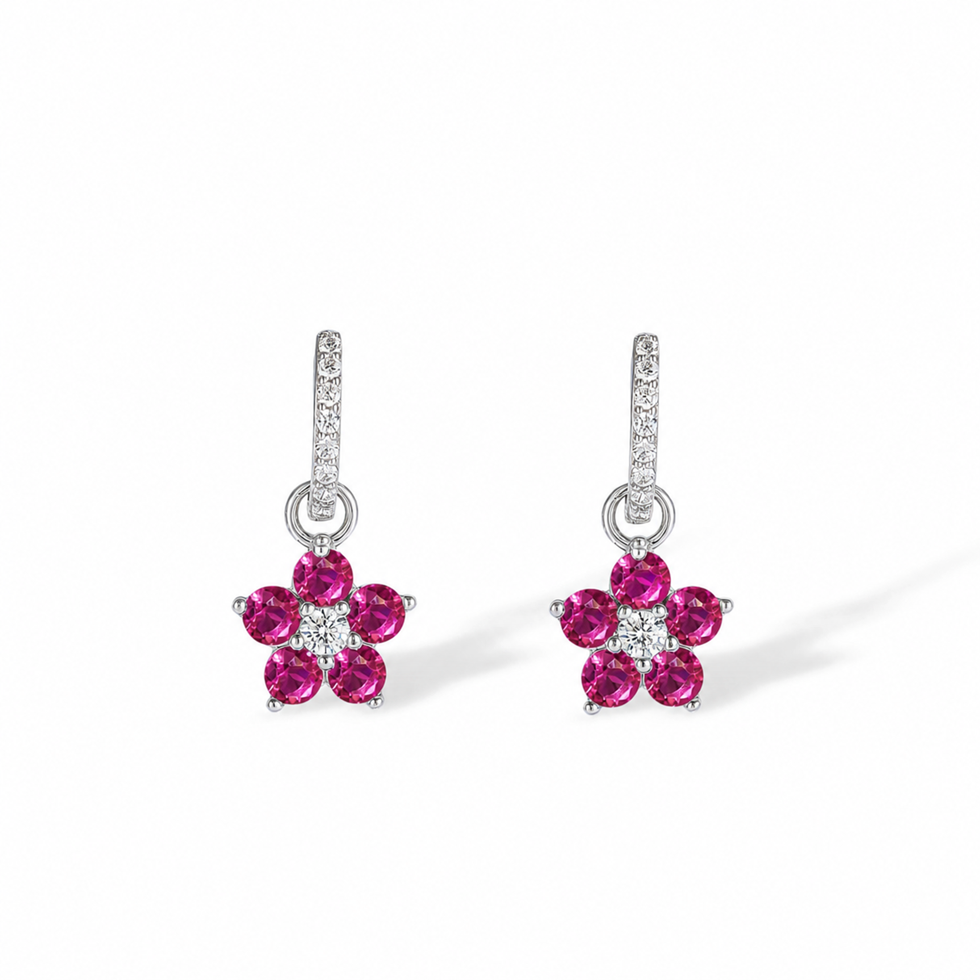 Bravoure White Floral Huggie Earrings
