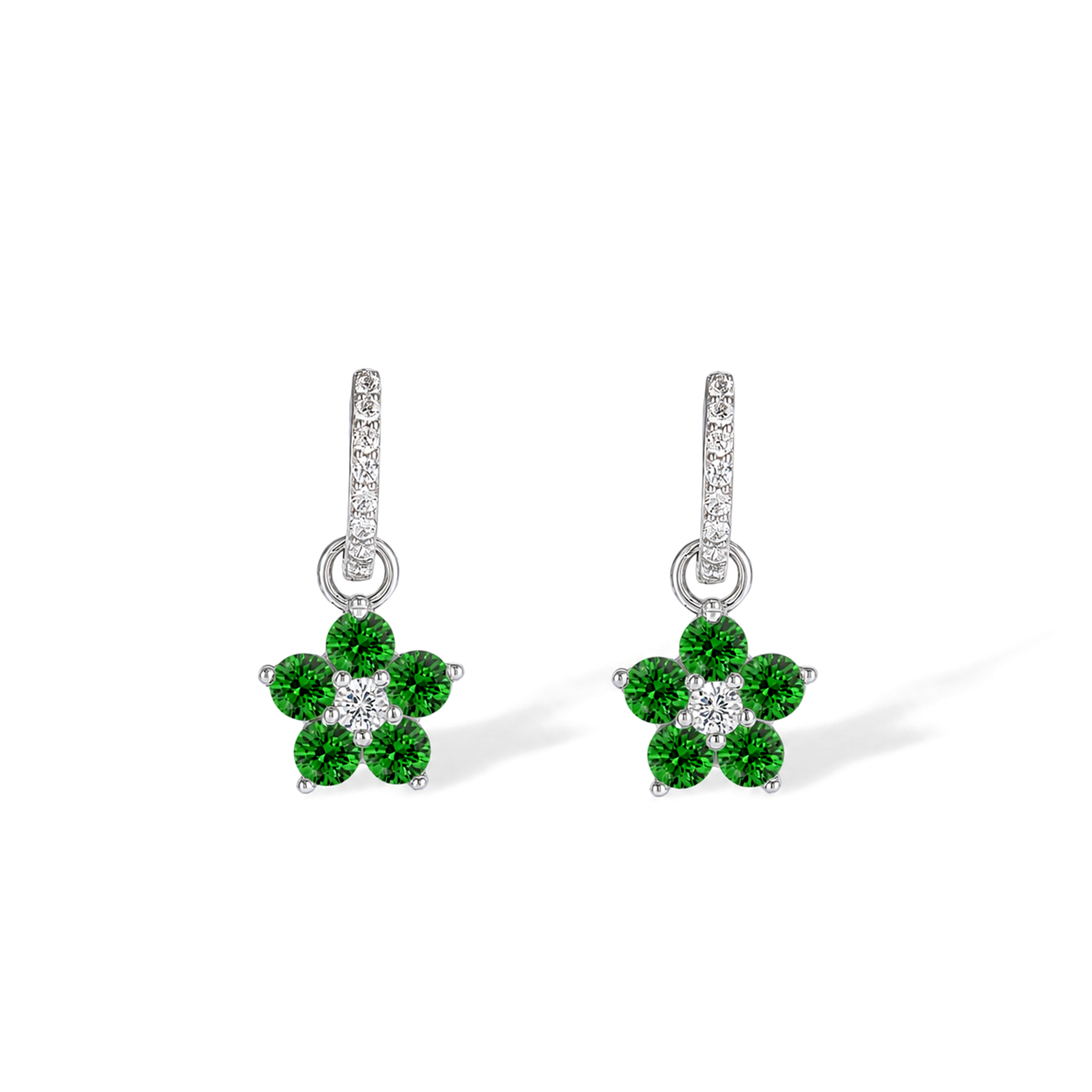Bravoure White Floral Huggie Earrings