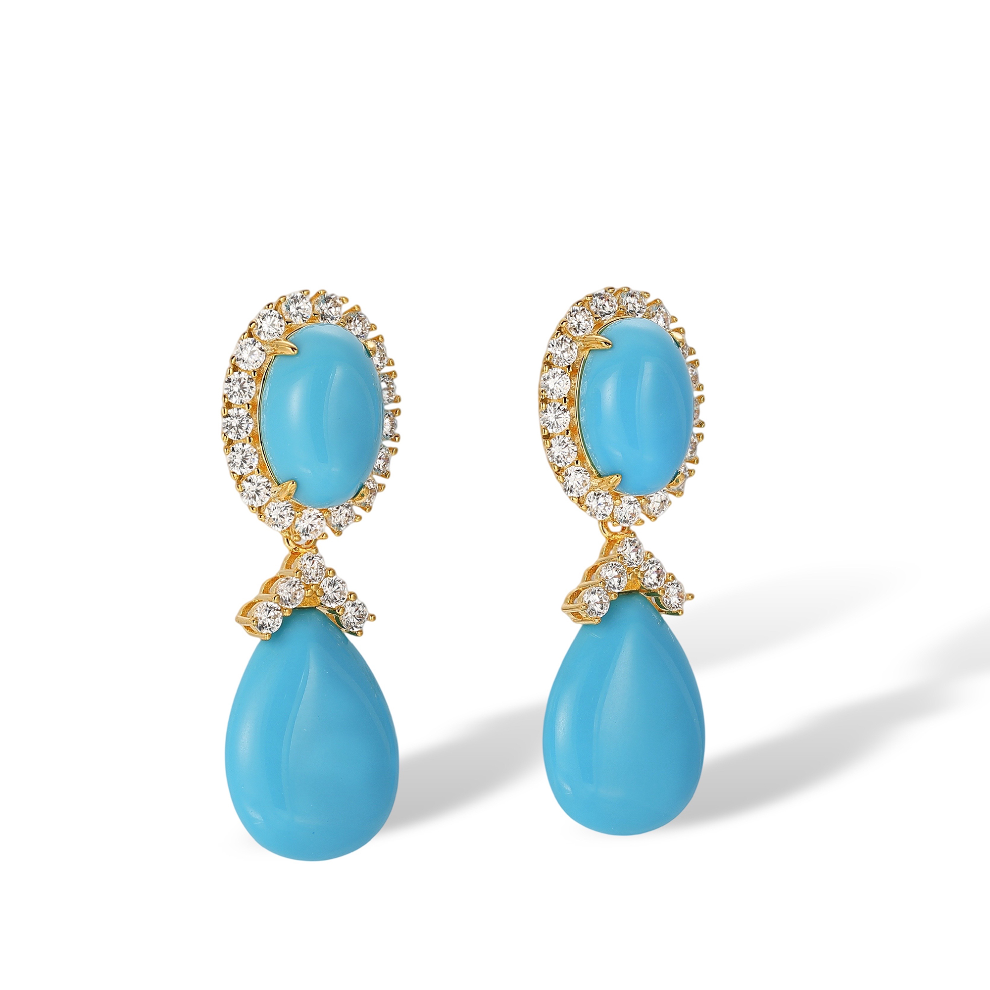 Brunehaut Turquoise Oval Teardrop Drop Earrings