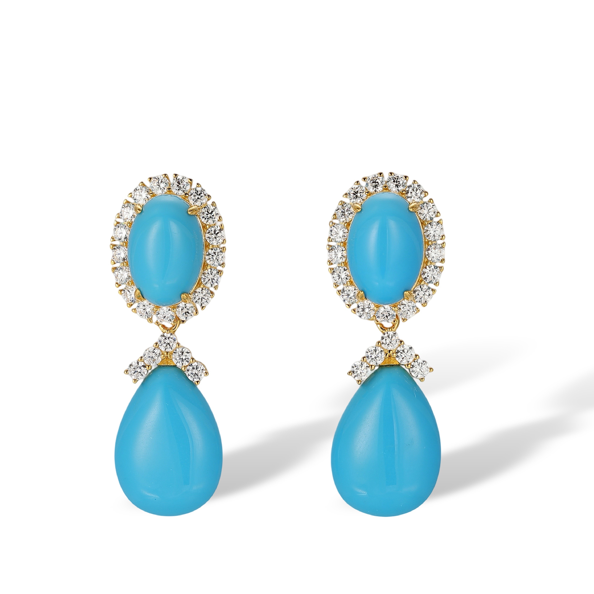 Brunehaut Turquoise Oval Teardrop Drop Earrings