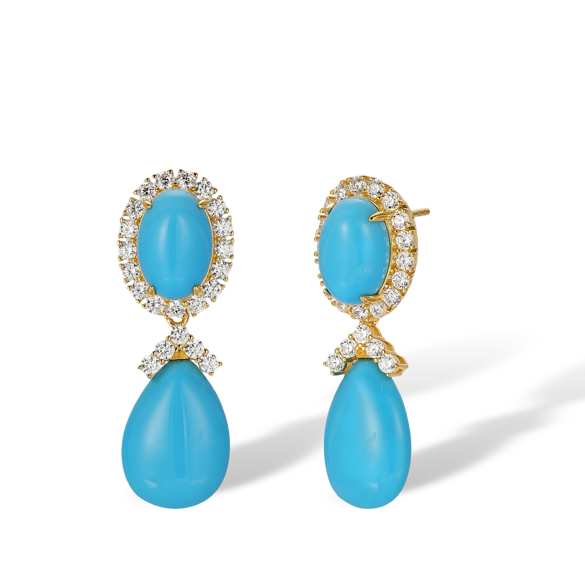 Brunehaut Turquoise Oval Teardrop Drop Earrings