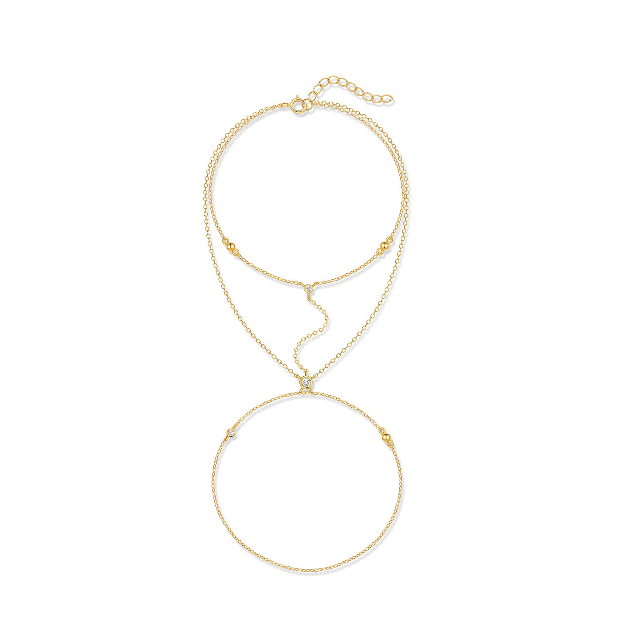 Caja 14K Gold Dual-Layer Linked Finger Bracelet