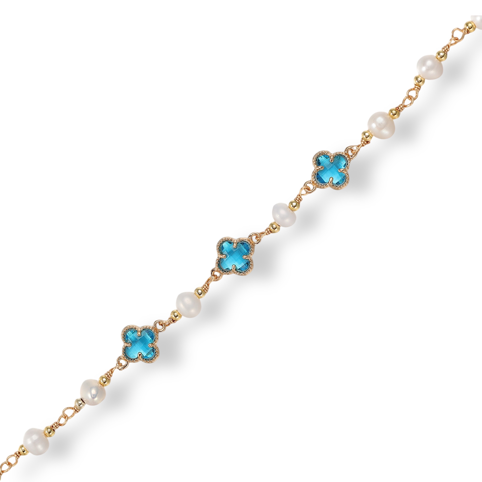 Caroberte 14K Gold Pearl Trèfle Bracelet