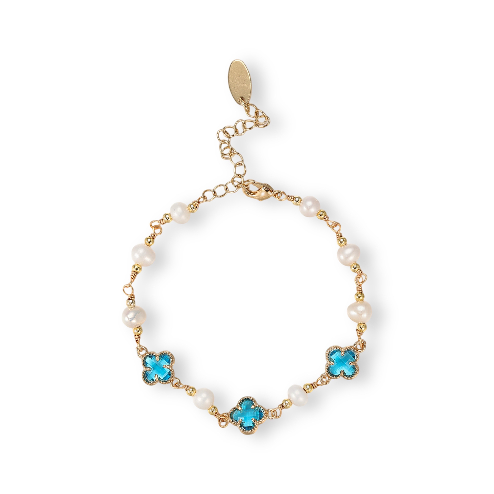 Caroberte 14K Gold Pearl Trèfle Bracelet