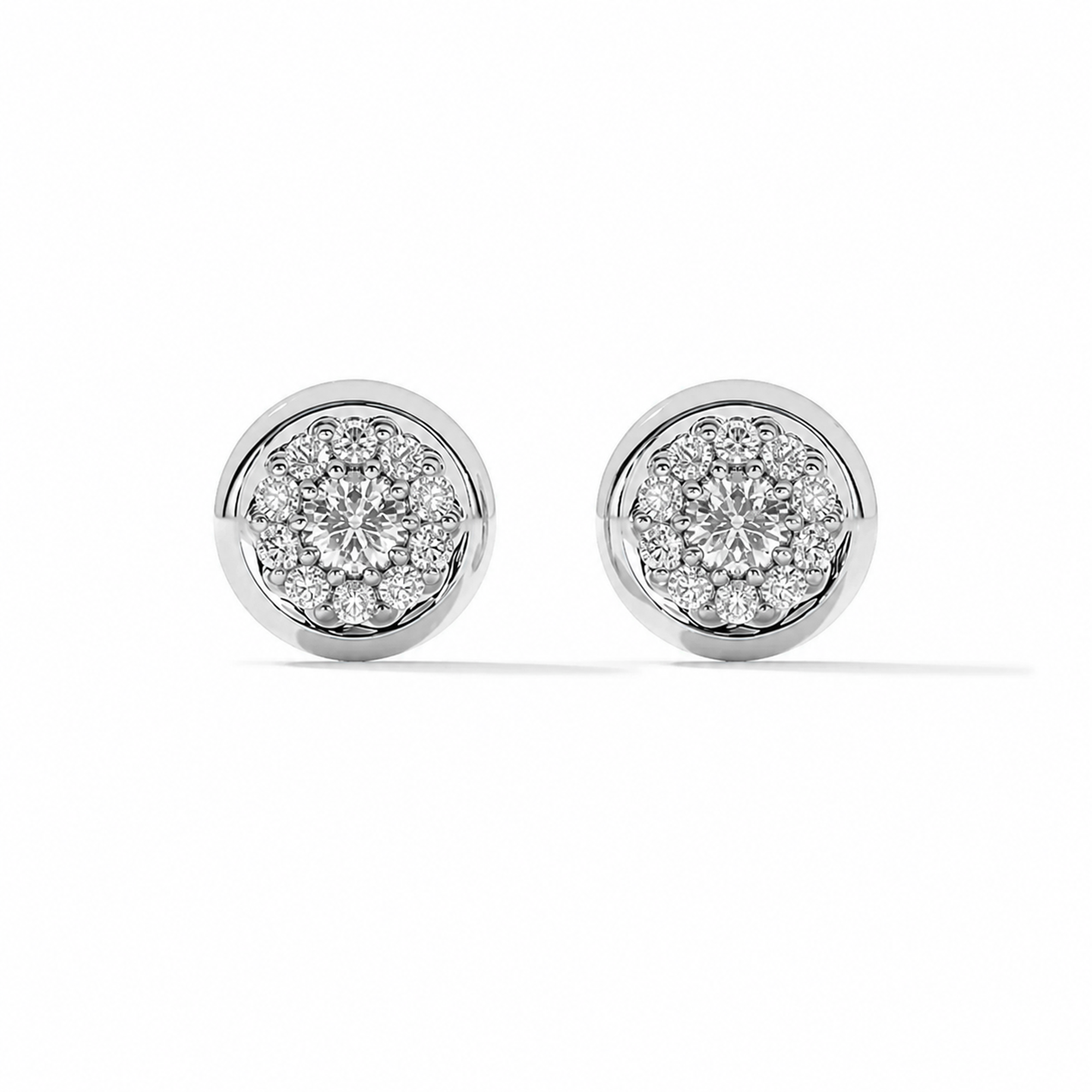 Céphise 18K Gold Bezel Round Stud Earrings