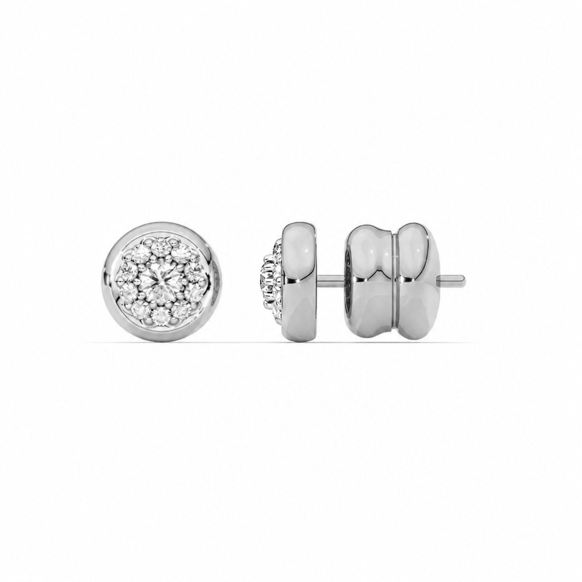 Céphise 18K Gold Bezel Round Stud Earrings