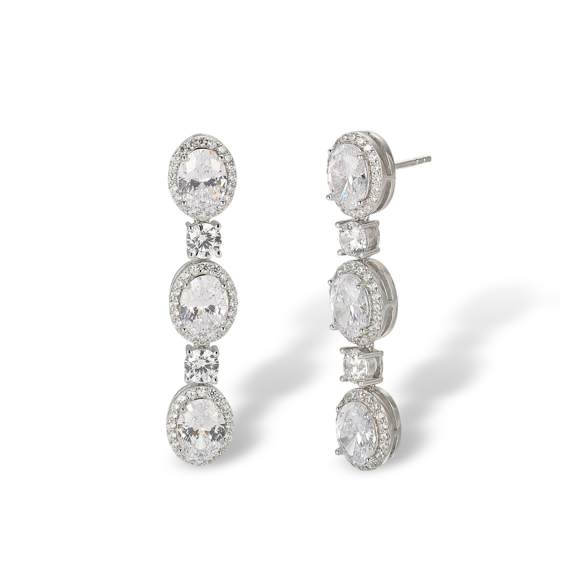 Cerisette White Oval Round Drop Earrings