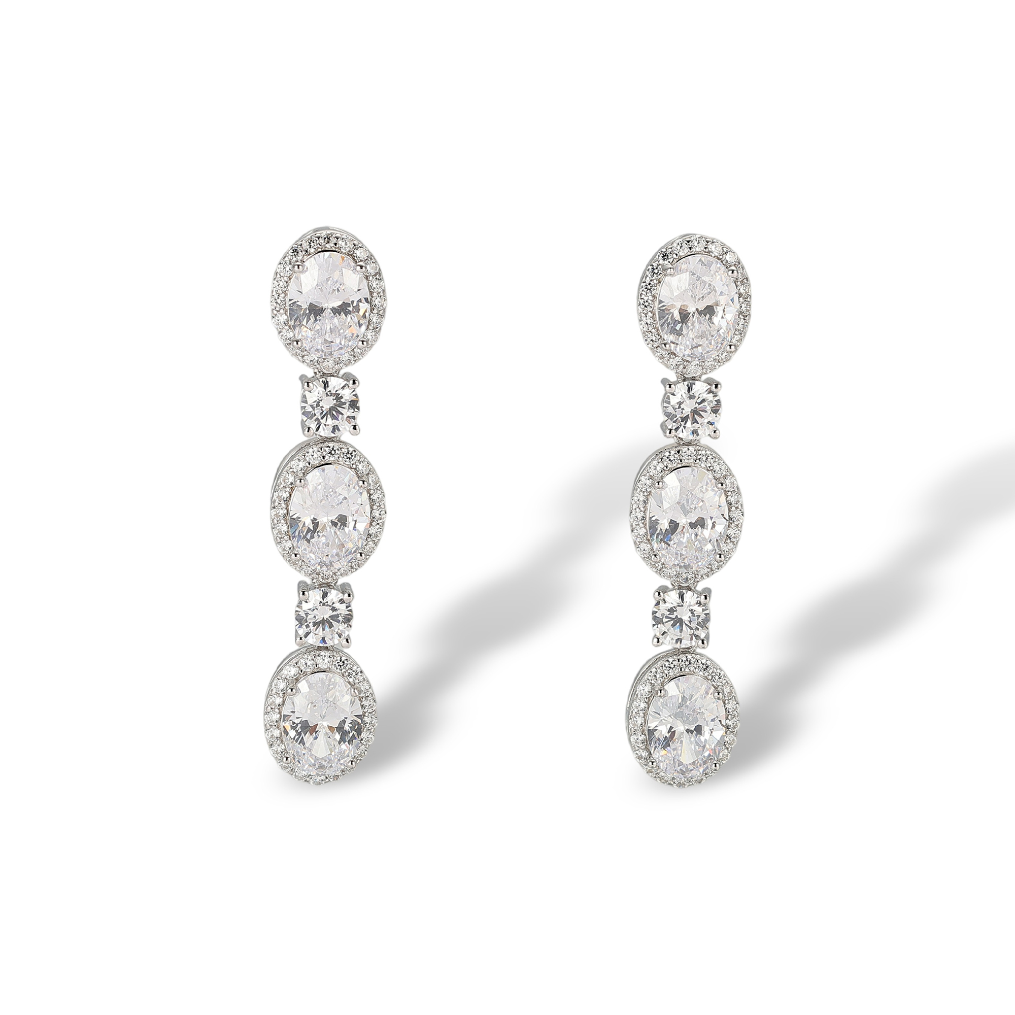 Cerisette White Oval Round Drop Earrings