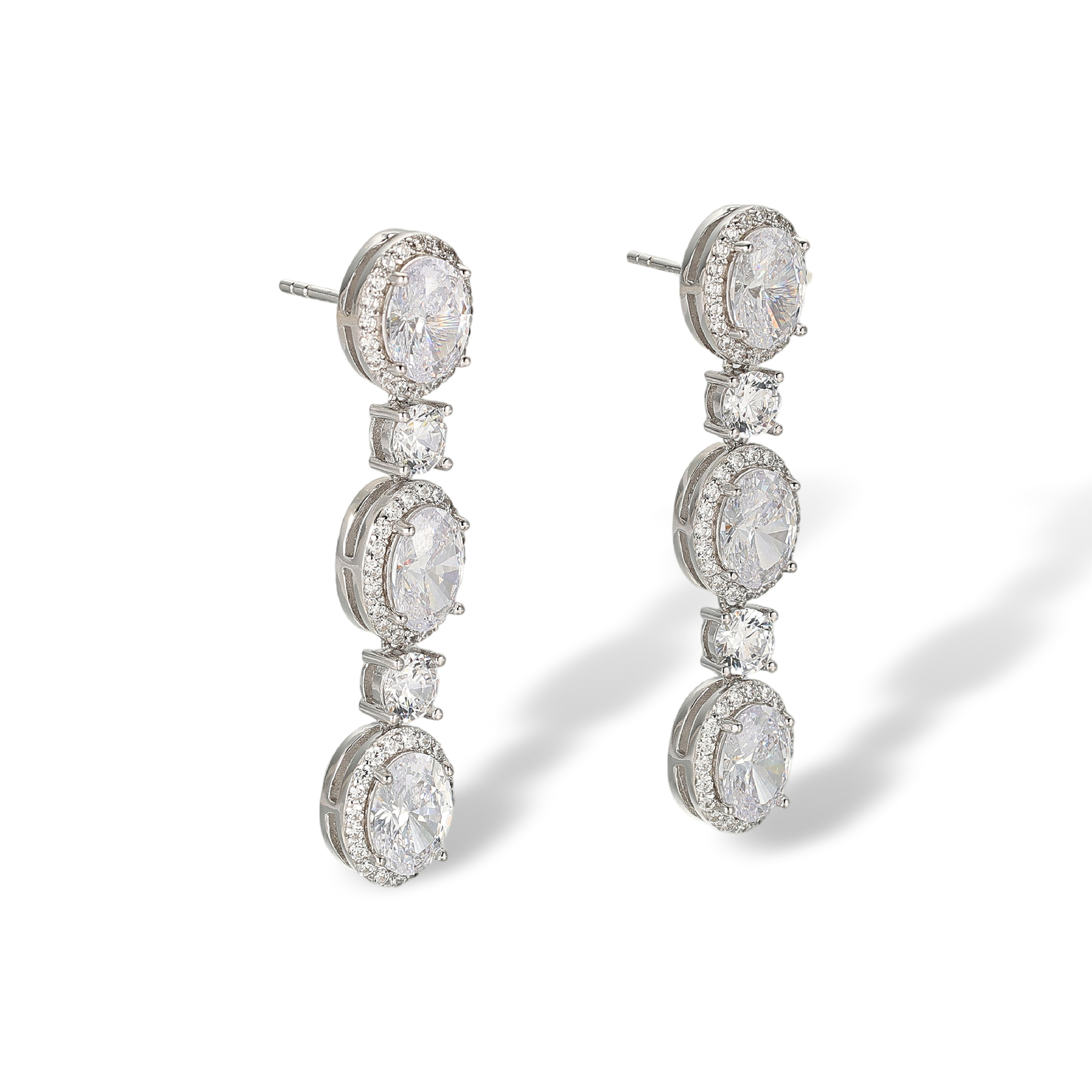 Cerisette White Oval Round Drop Earrings