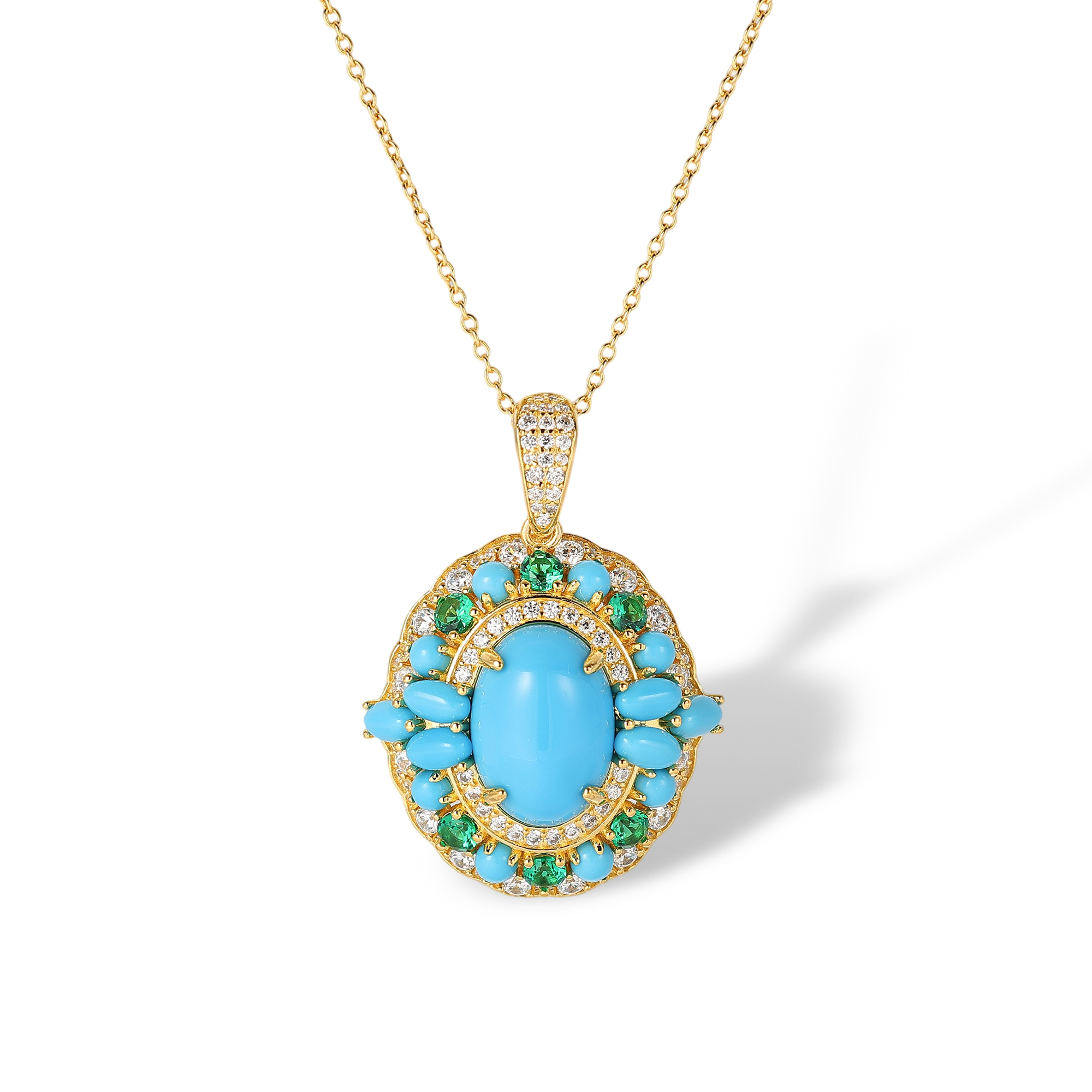 Charlise Turquoise Oval Neckalce