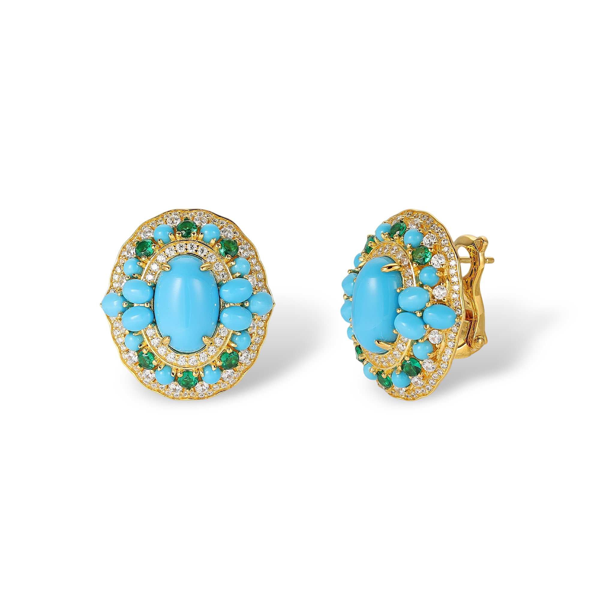 Charlise Turquoise Oval Stud Earrings