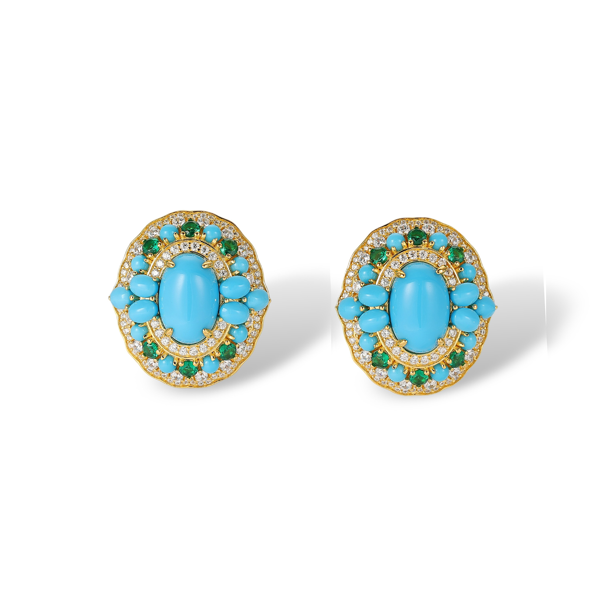 Charlise Turquoise Oval Stud Earrings