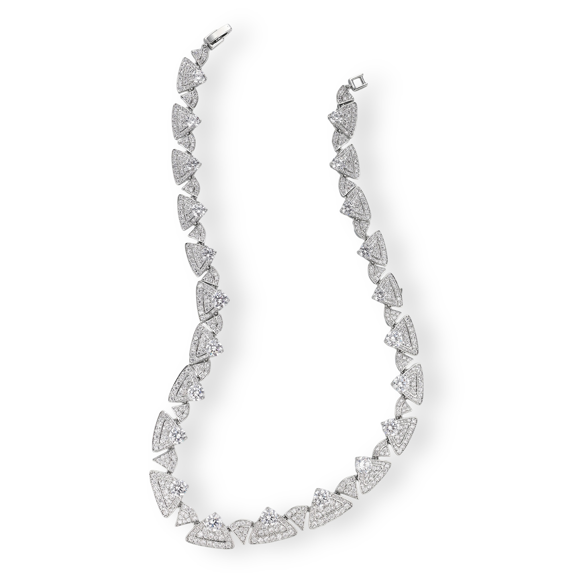Chloris White Triangle Drop Earrigns & Necklace Set