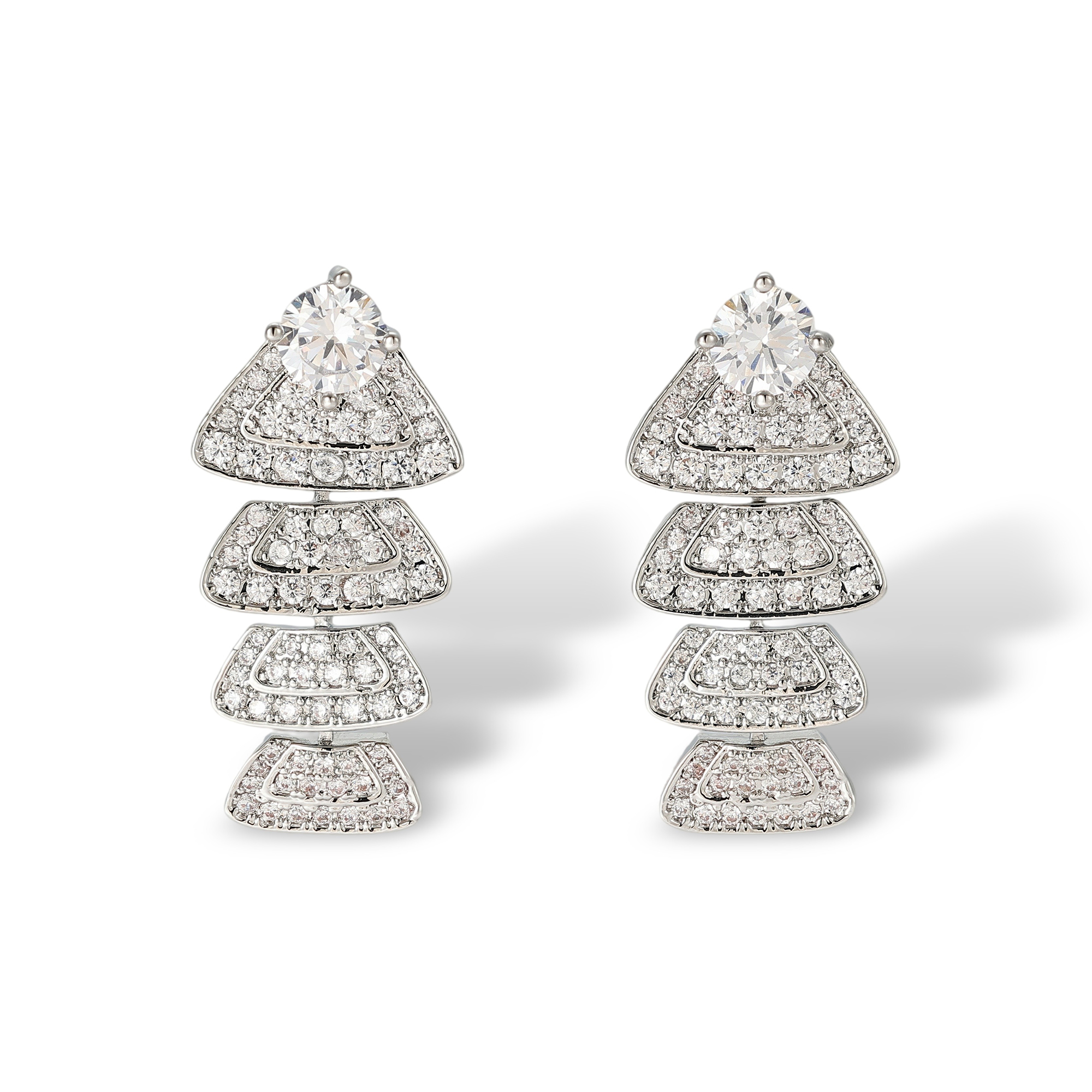 Chloris White Triangle Drop Earrigns & Necklace Set