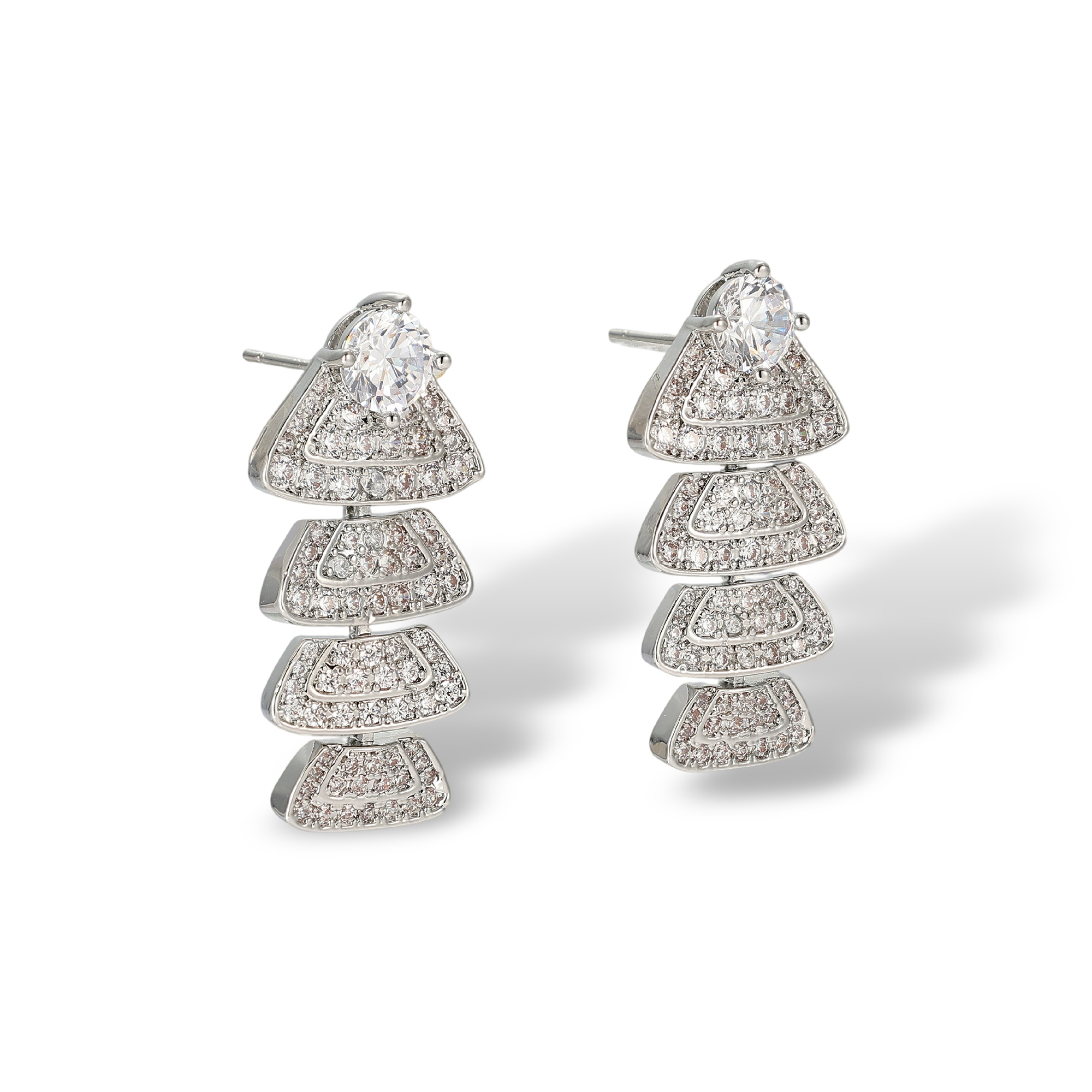 Chloris White Triangle Drop Earrigns & Necklace Set