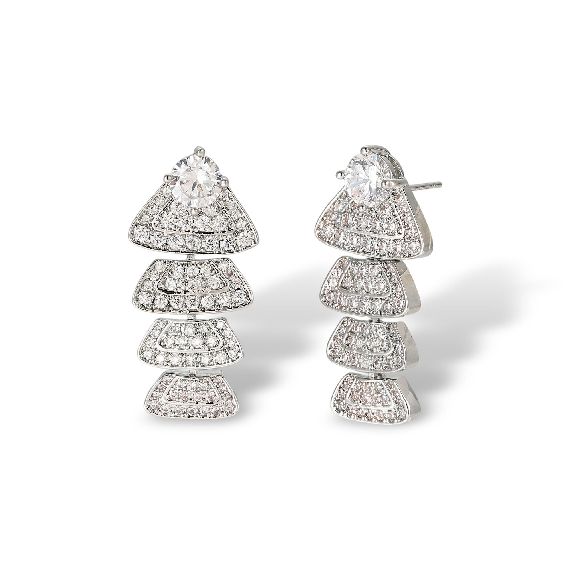 Chloris White Triangle Drop Earrigns & Necklace Set